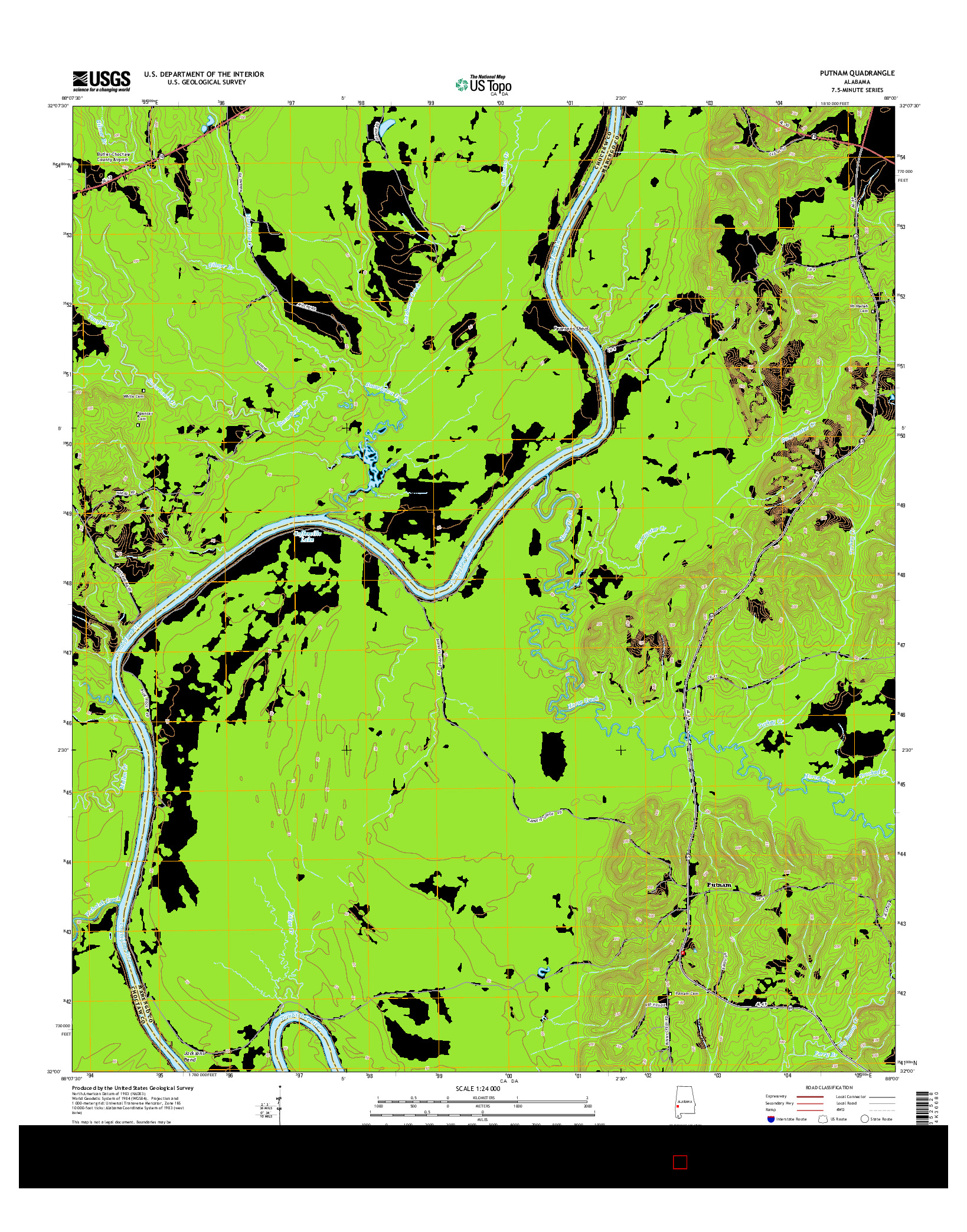 USGS US TOPO 7.5-MINUTE MAP FOR PUTNAM, AL 2014