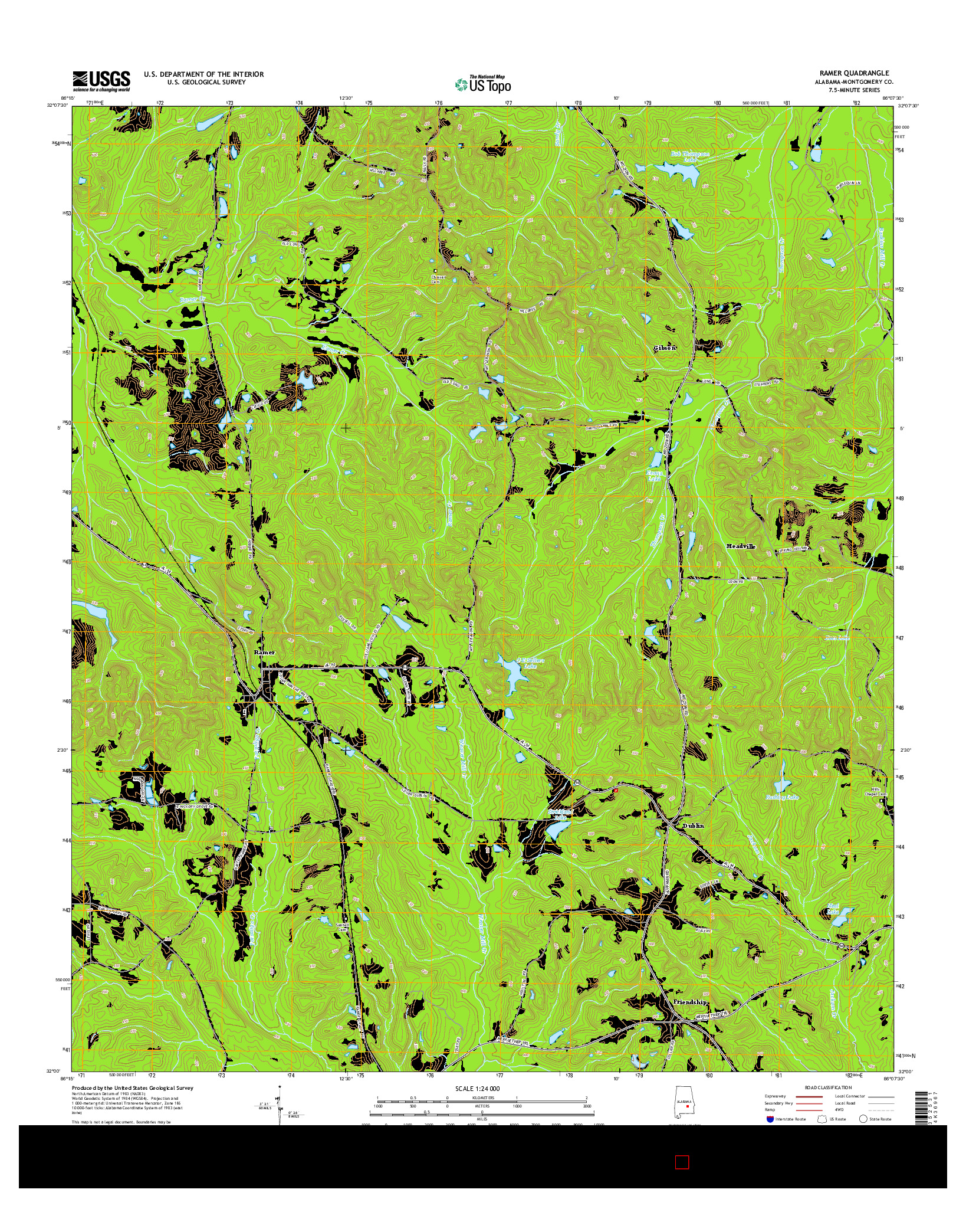 USGS US TOPO 7.5-MINUTE MAP FOR RAMER, AL 2014