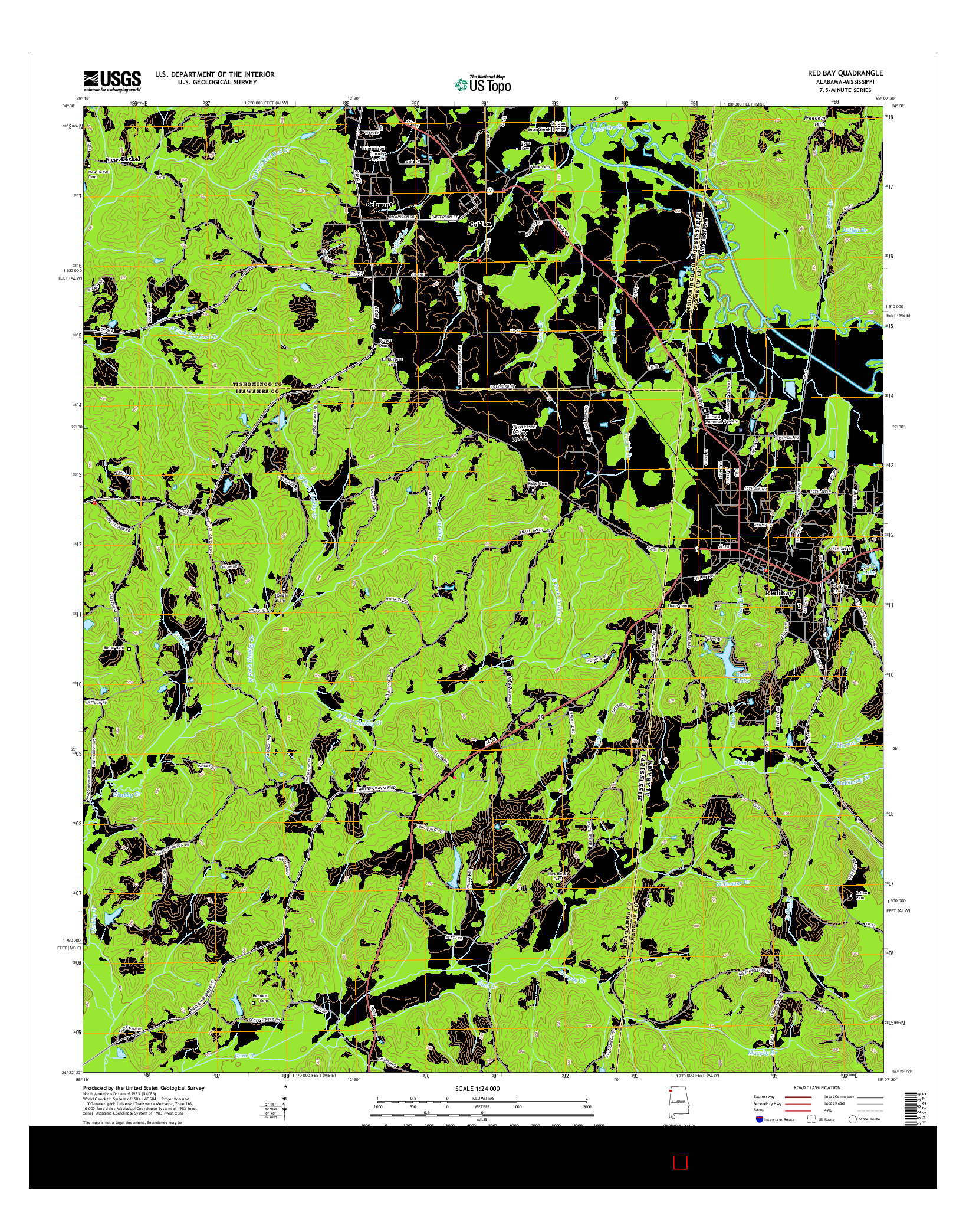 USGS US TOPO 7.5-MINUTE MAP FOR RED BAY, AL-MS 2014