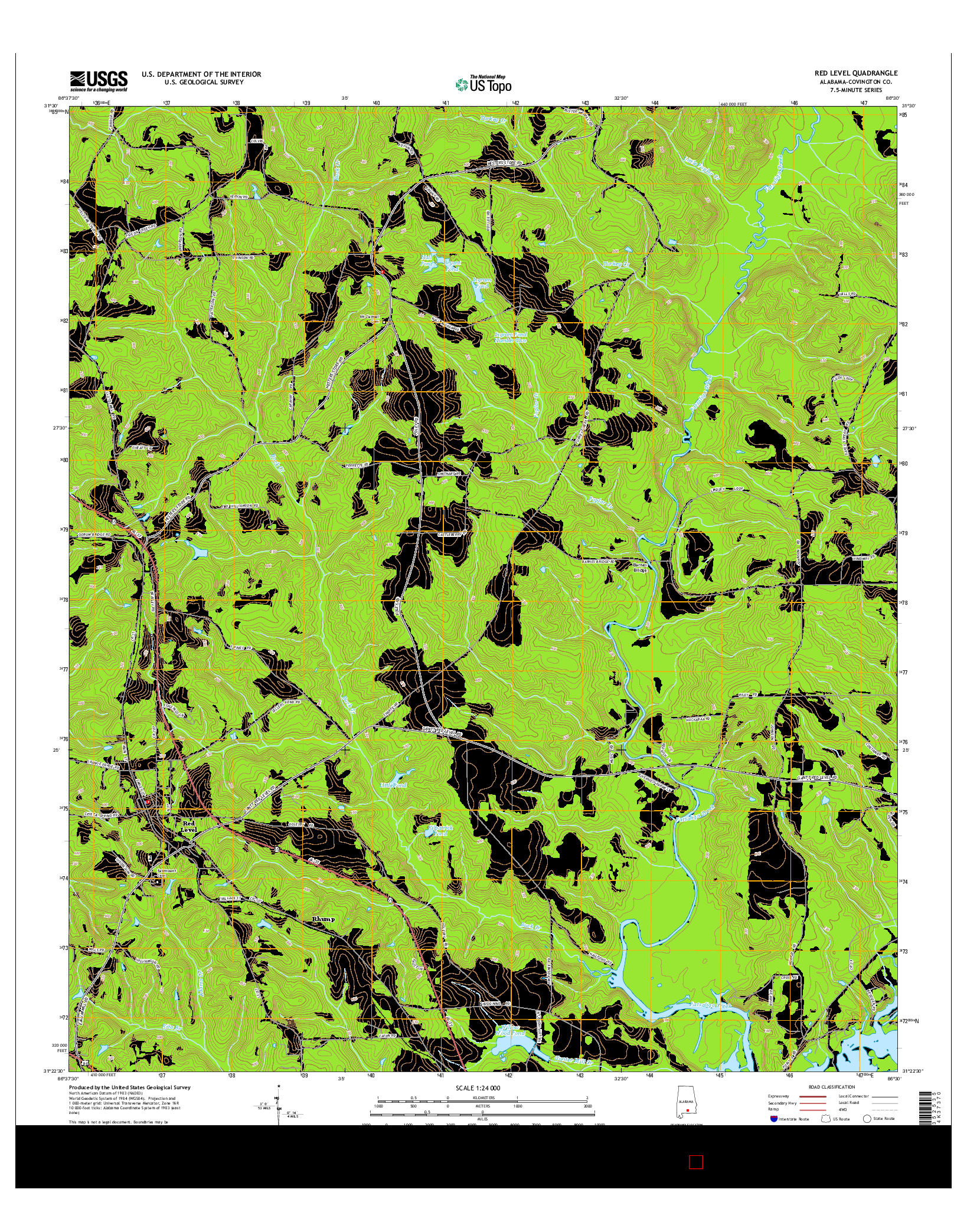 USGS US TOPO 7.5-MINUTE MAP FOR RED LEVEL, AL 2014