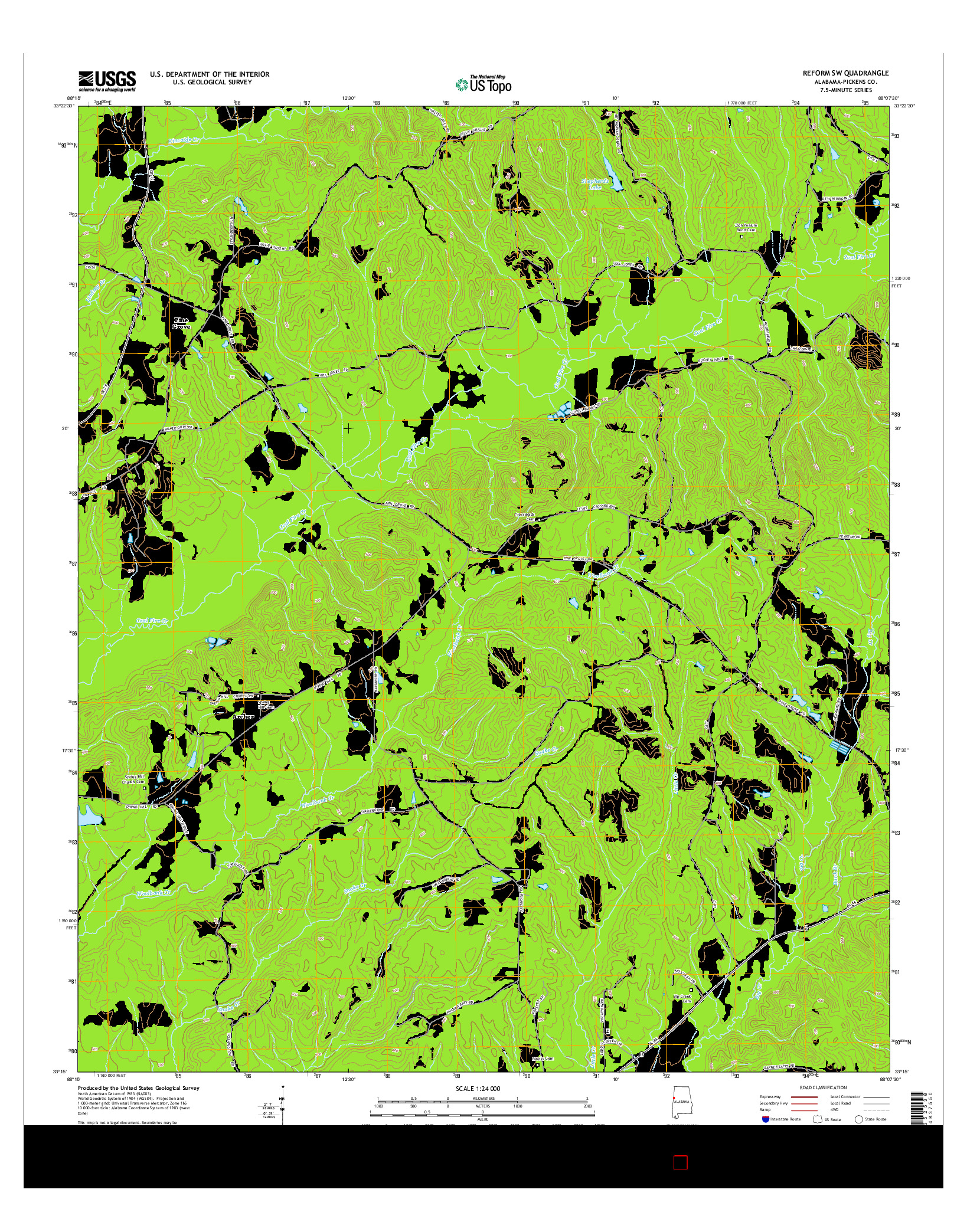 USGS US TOPO 7.5-MINUTE MAP FOR REFORM SW, AL 2014