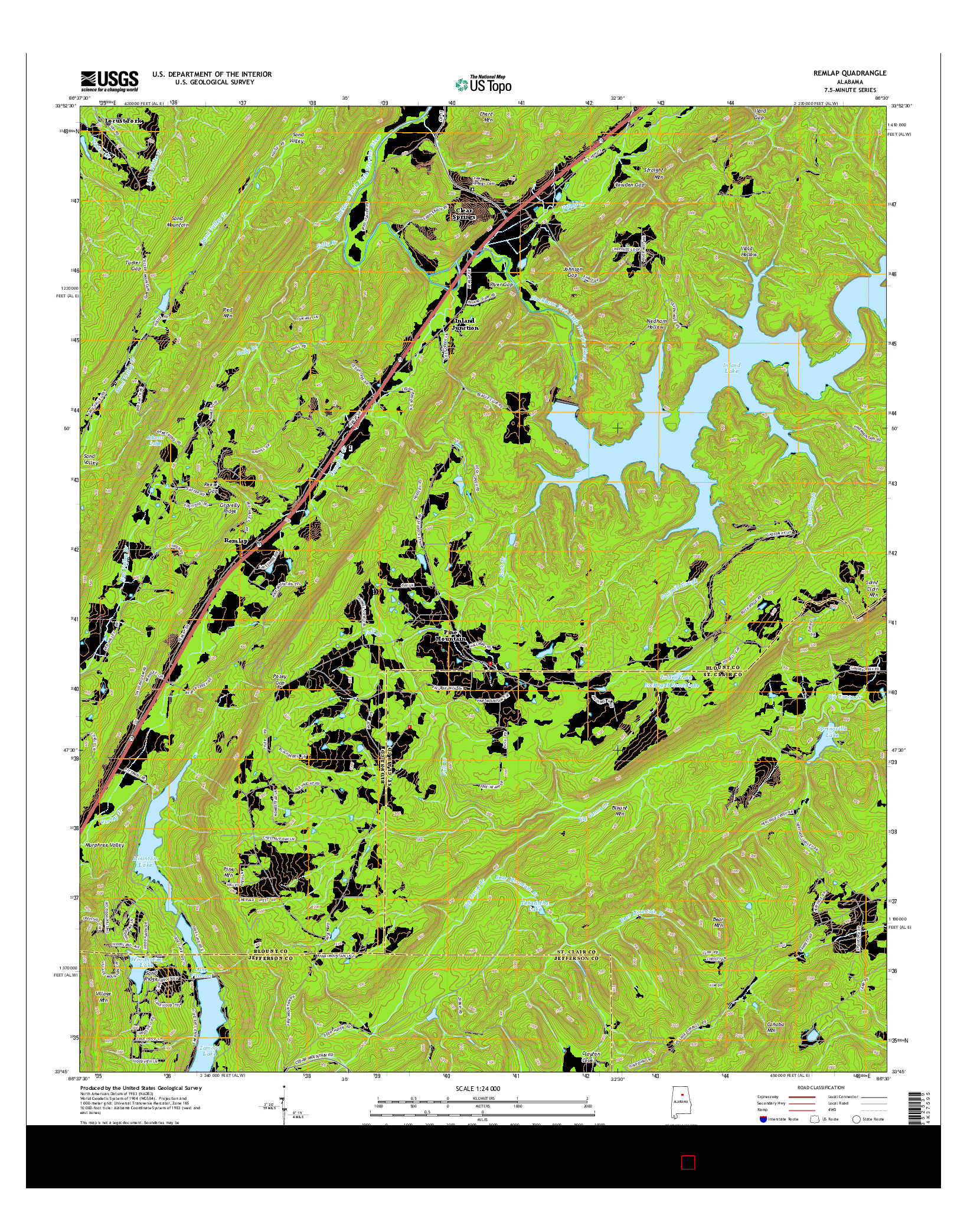 USGS US TOPO 7.5-MINUTE MAP FOR REMLAP, AL 2014