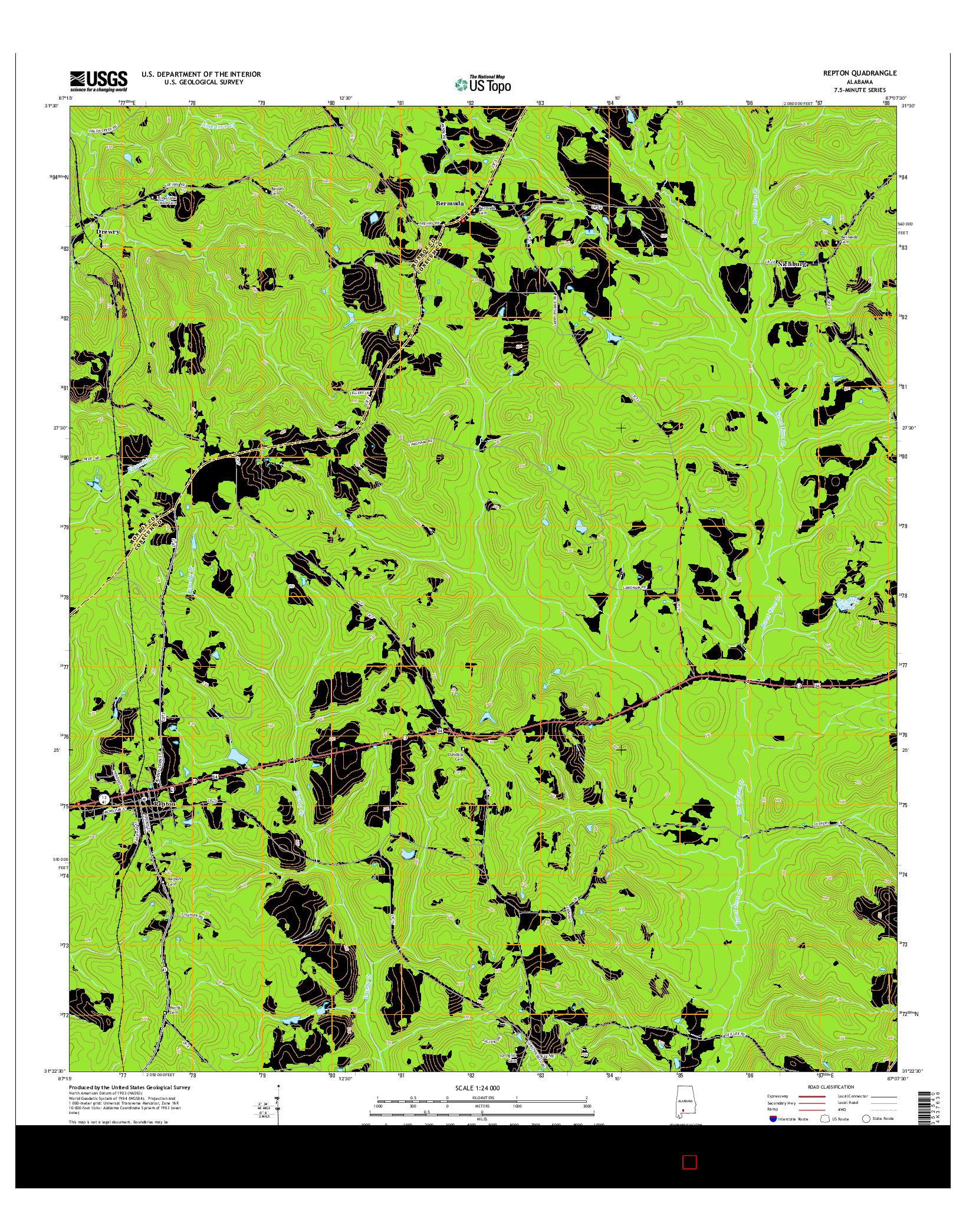 USGS US TOPO 7.5-MINUTE MAP FOR REPTON, AL 2014