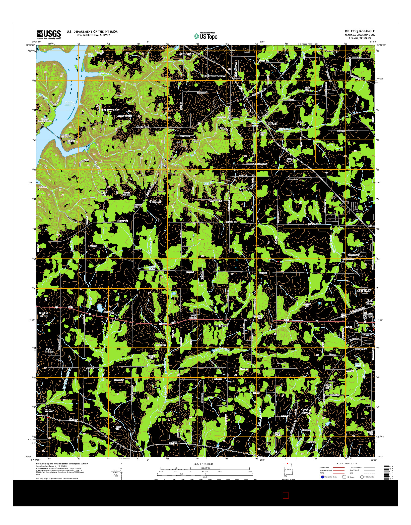 USGS US TOPO 7.5-MINUTE MAP FOR RIPLEY, AL 2014