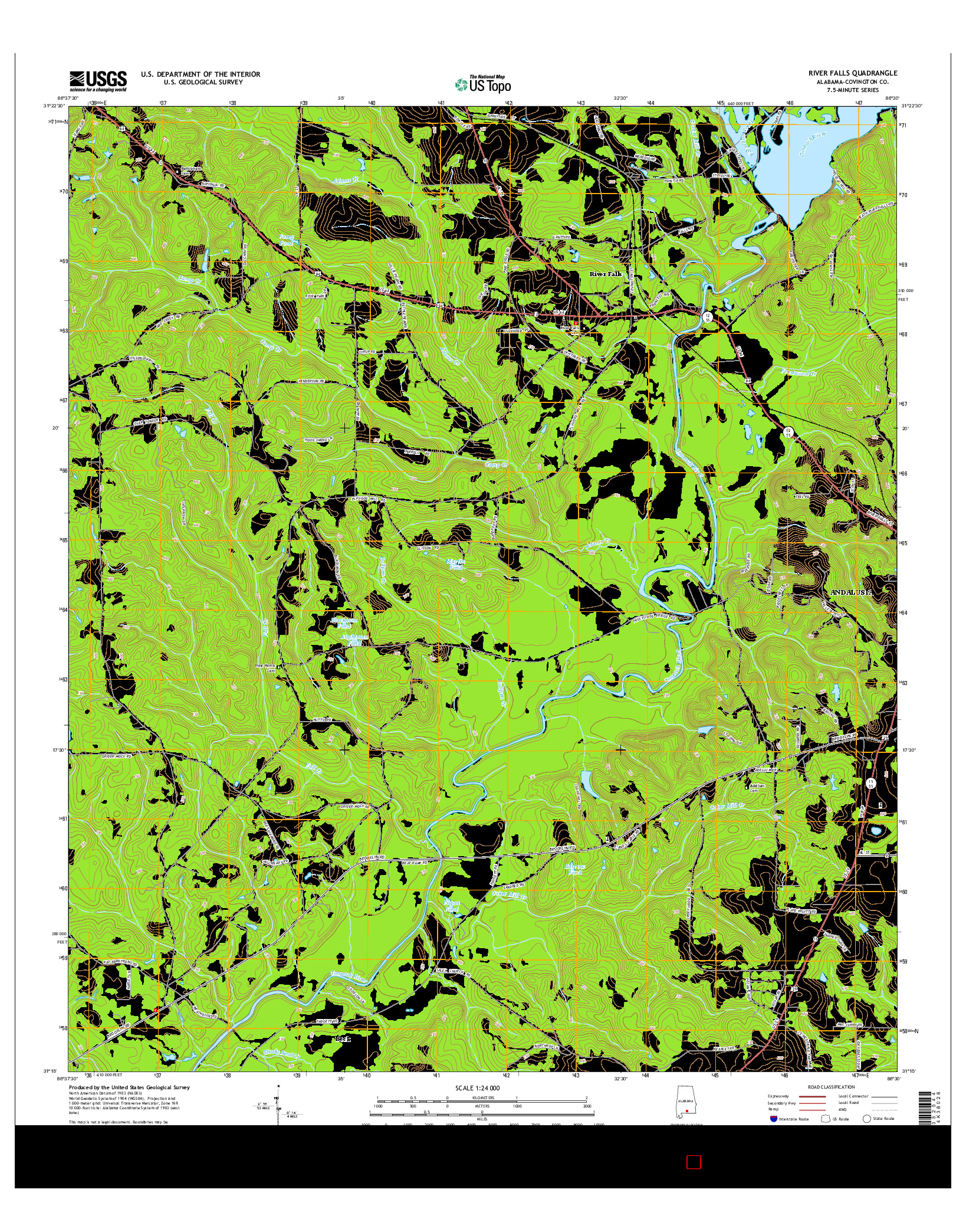 USGS US TOPO 7.5-MINUTE MAP FOR RIVER FALLS, AL 2014