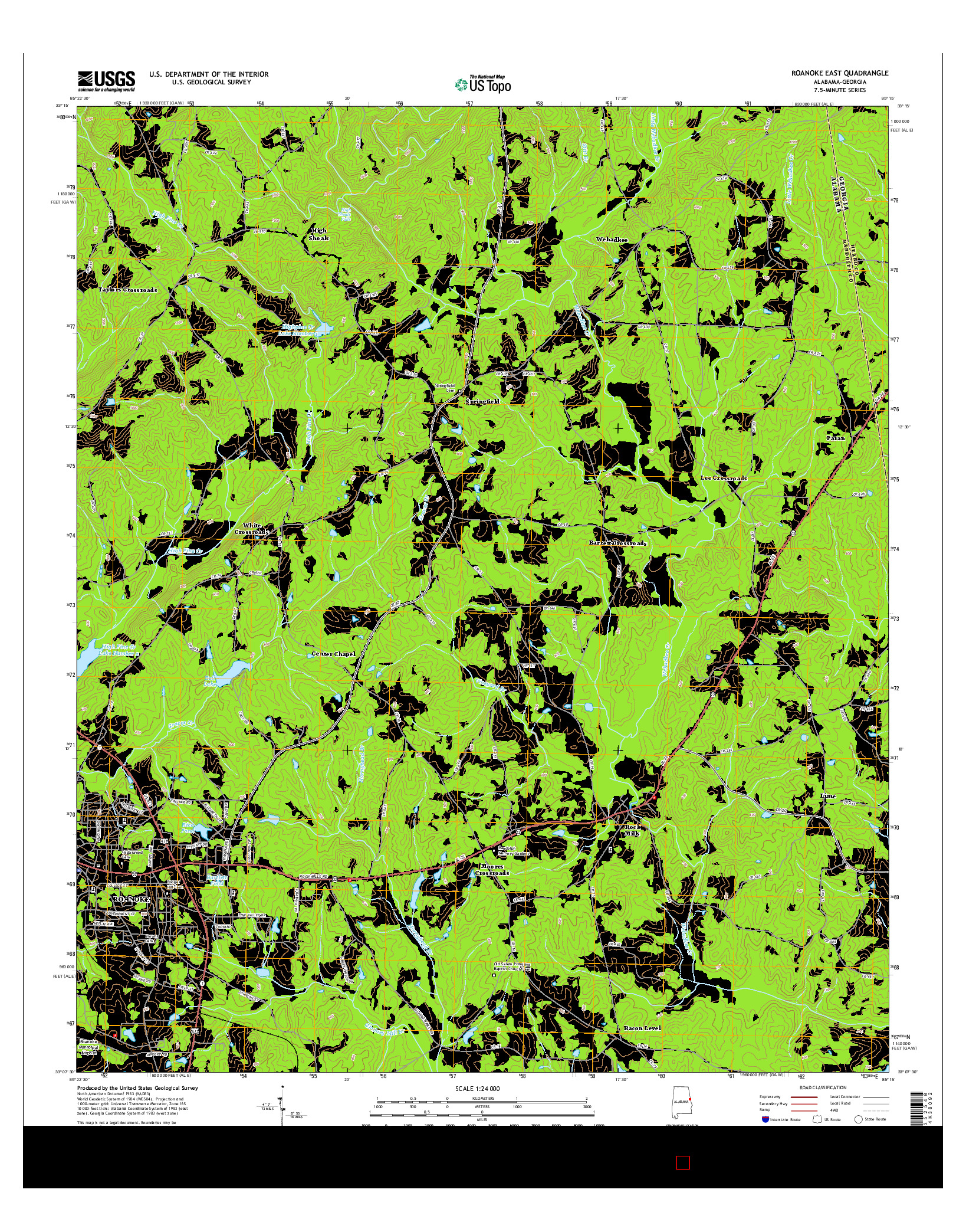 USGS US TOPO 7.5-MINUTE MAP FOR ROANOKE EAST, AL-GA 2014