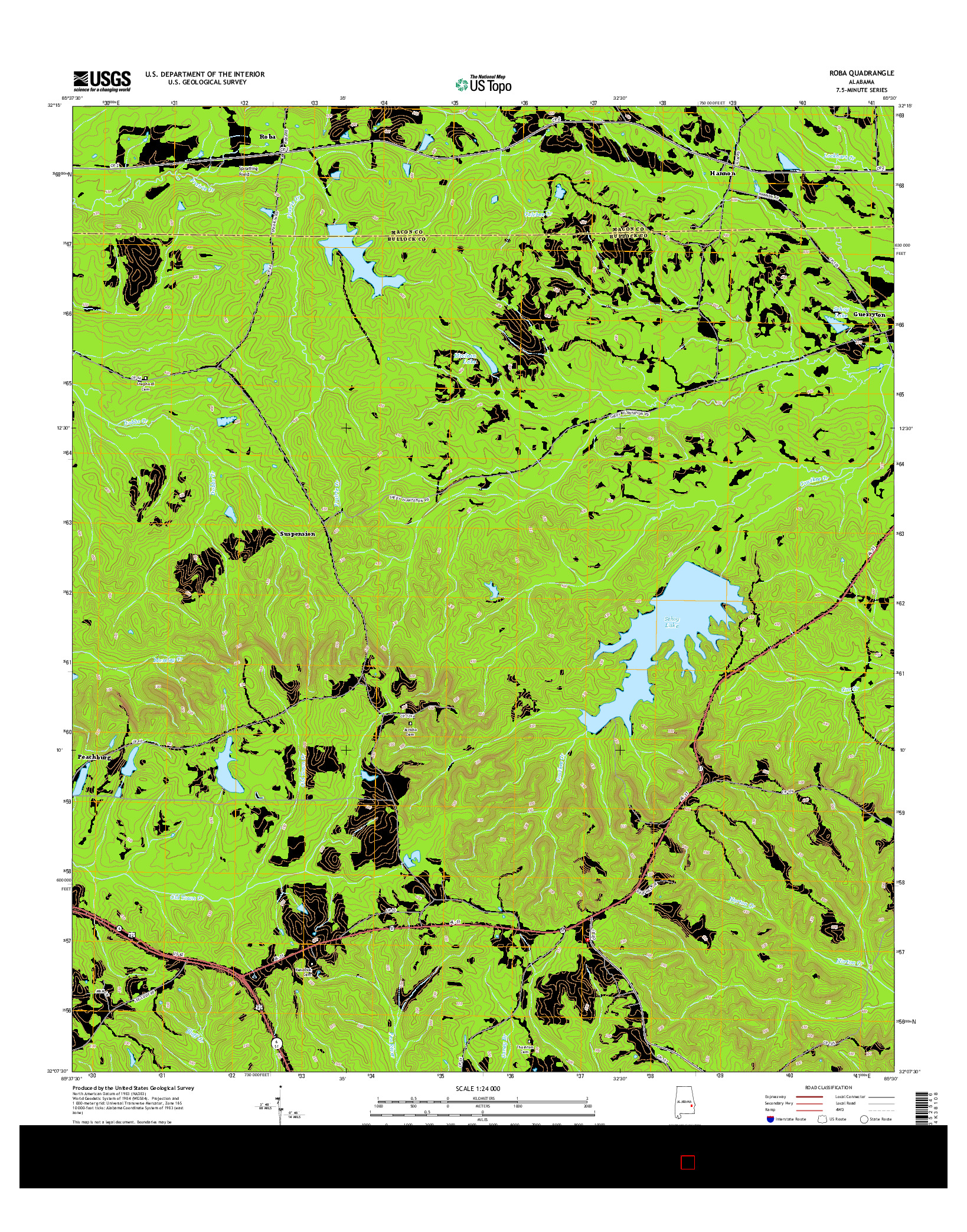 USGS US TOPO 7.5-MINUTE MAP FOR ROBA, AL 2014