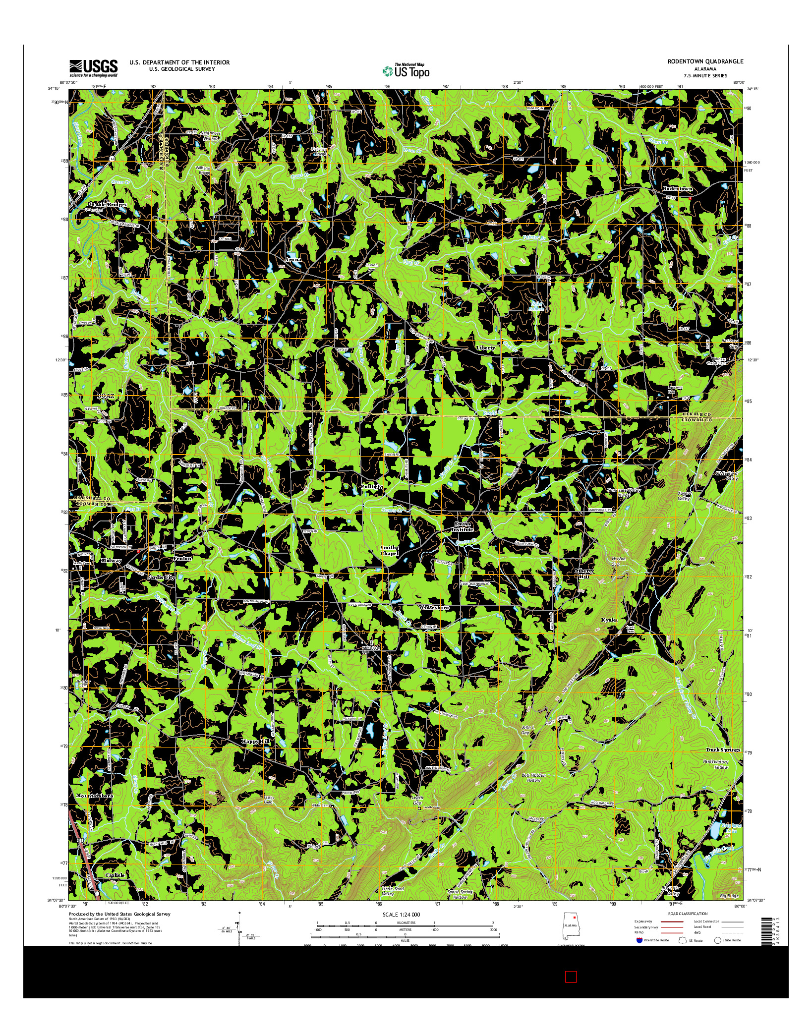 USGS US TOPO 7.5-MINUTE MAP FOR RODENTOWN, AL 2014