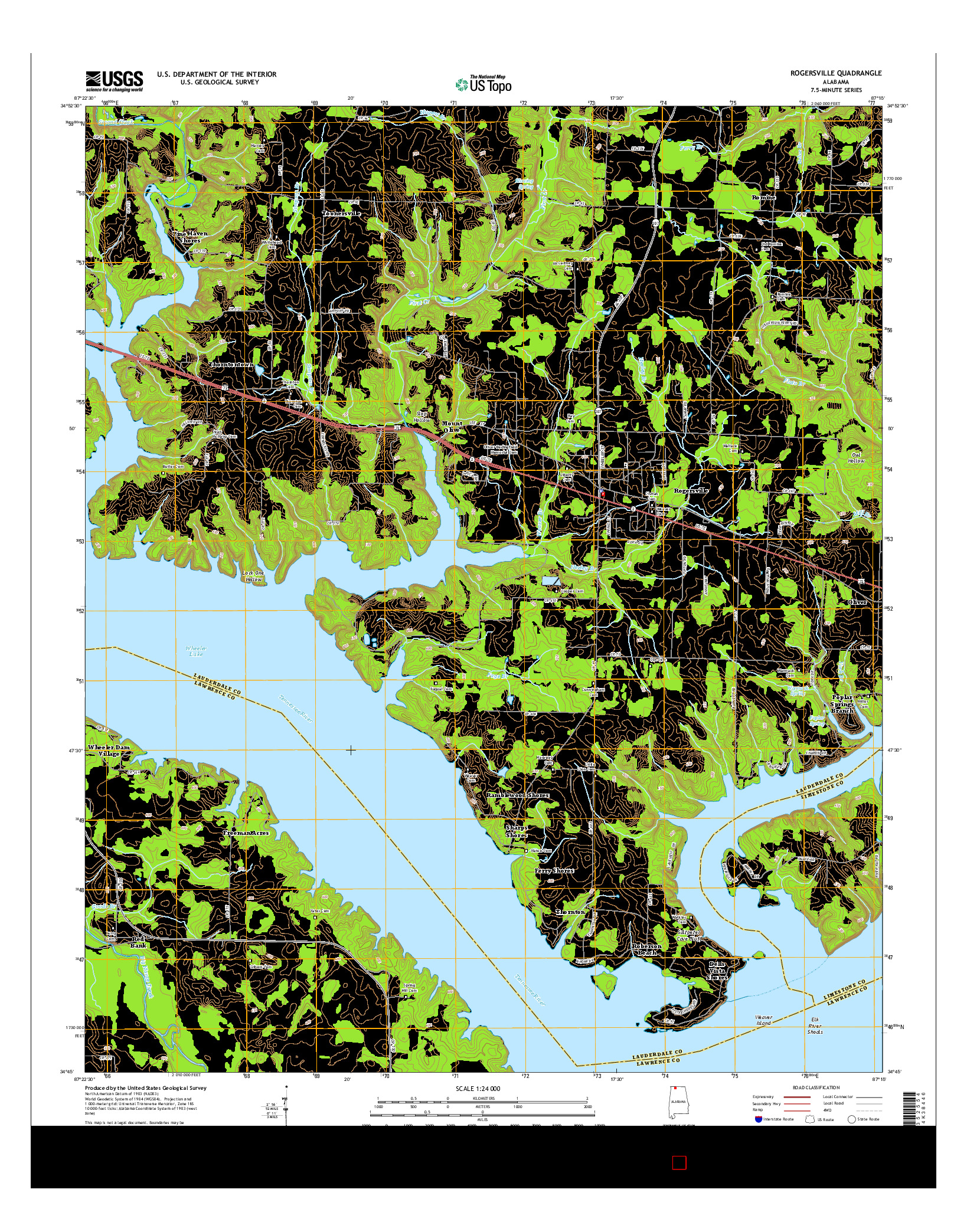 USGS US TOPO 7.5-MINUTE MAP FOR ROGERSVILLE, AL 2014