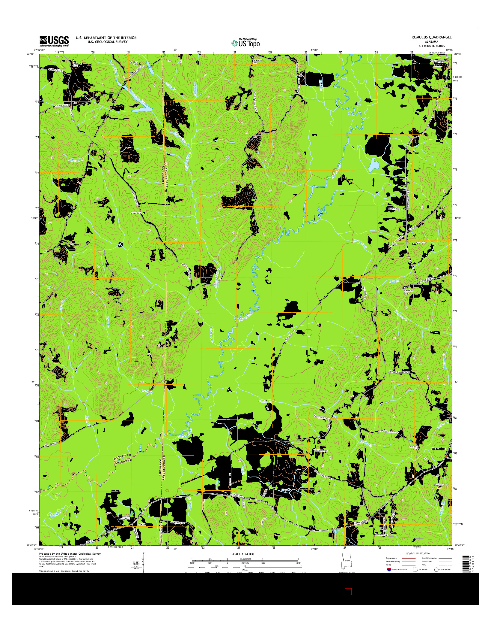USGS US TOPO 7.5-MINUTE MAP FOR ROMULUS, AL 2014