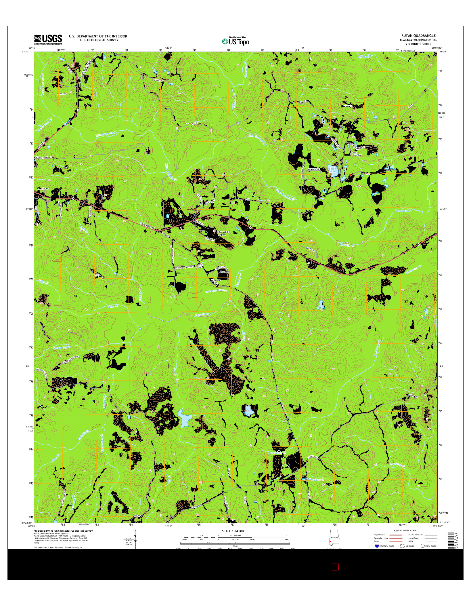 USGS US TOPO 7.5-MINUTE MAP FOR RUTAN, AL 2014