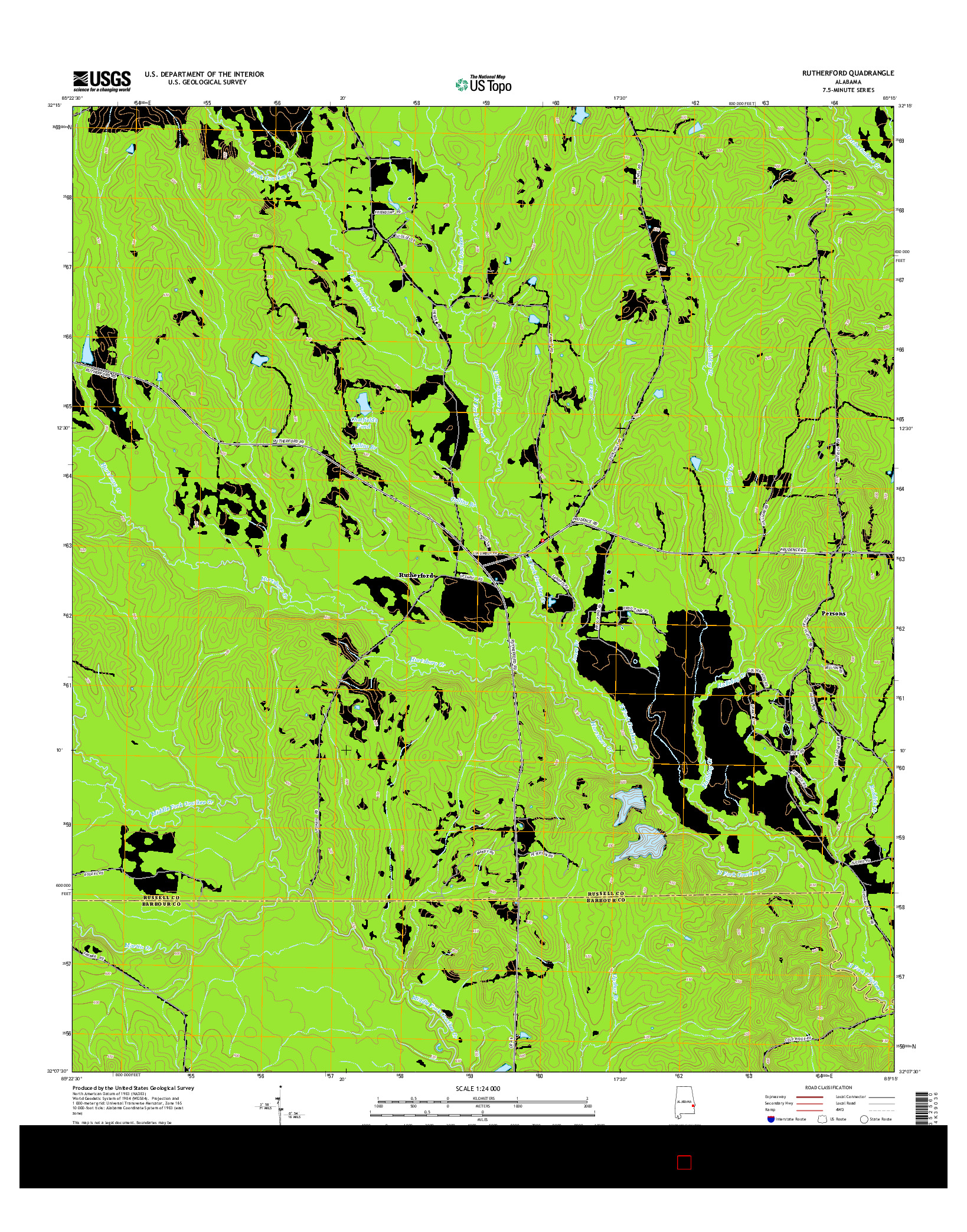 USGS US TOPO 7.5-MINUTE MAP FOR RUTHERFORD, AL 2014