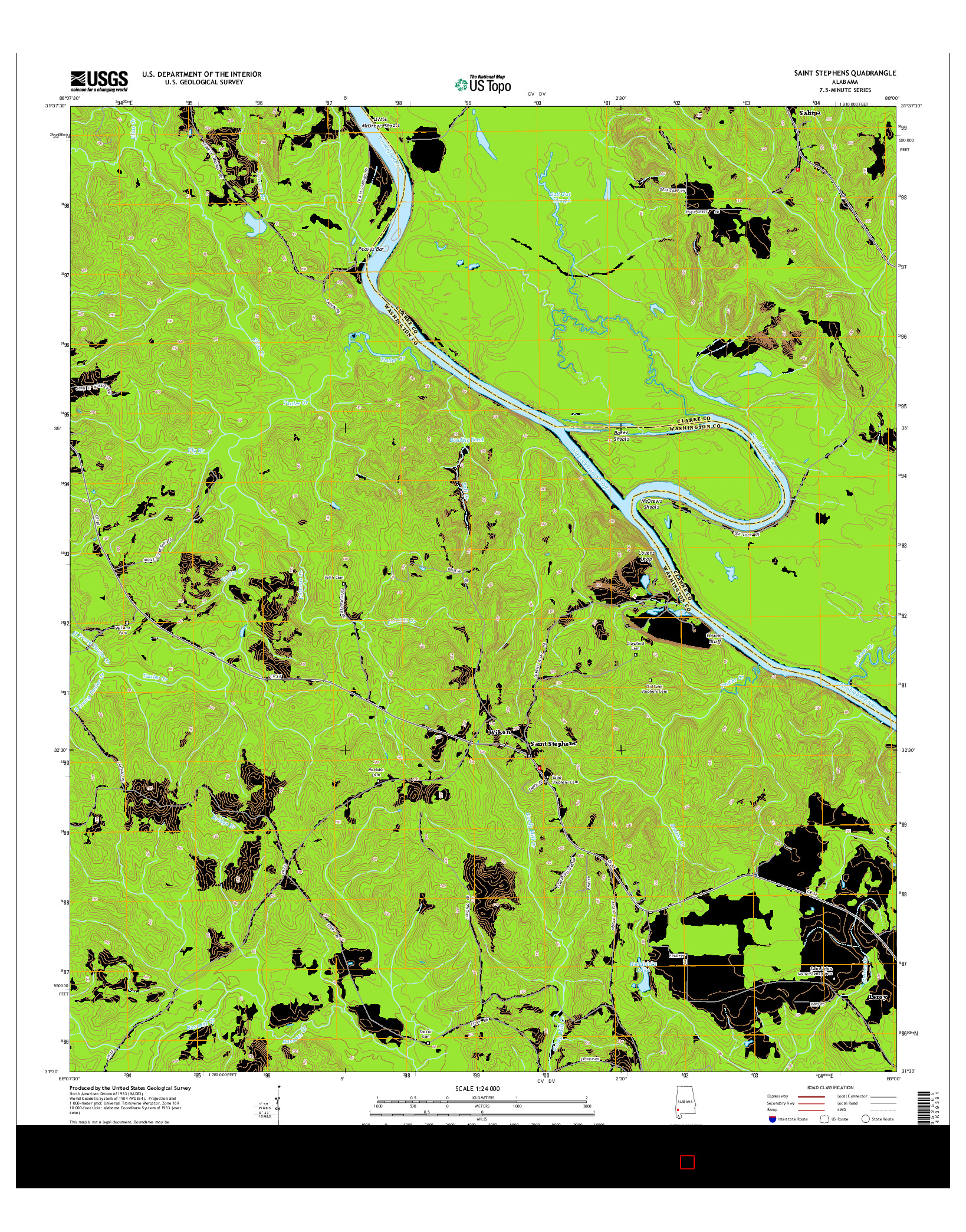 USGS US TOPO 7.5-MINUTE MAP FOR SAINT STEPHENS, AL 2014