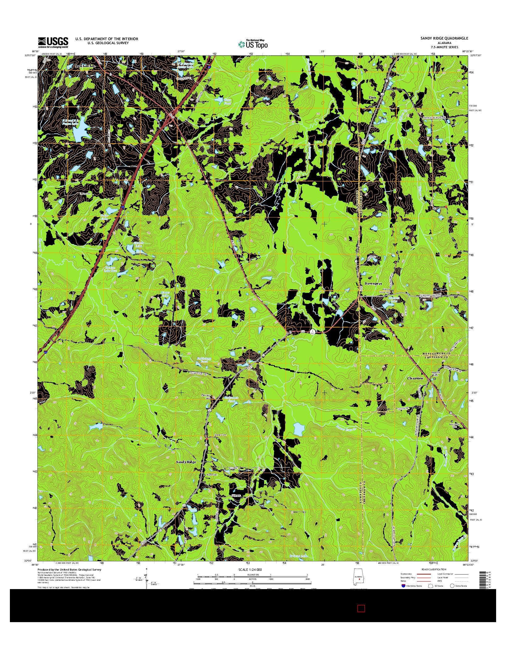 USGS US TOPO 7.5-MINUTE MAP FOR SANDY RIDGE, AL 2014