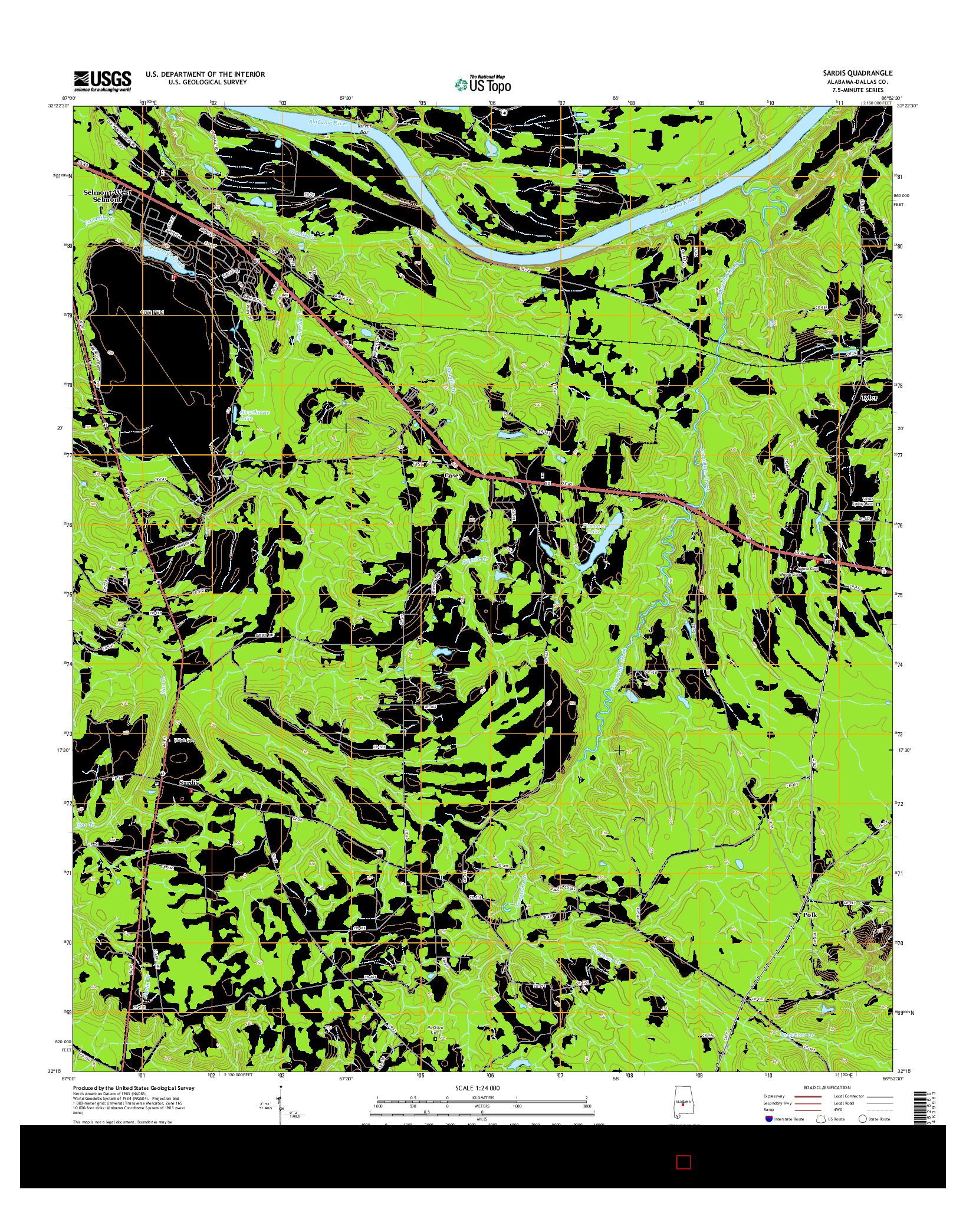 USGS US TOPO 7.5-MINUTE MAP FOR SARDIS, AL 2014