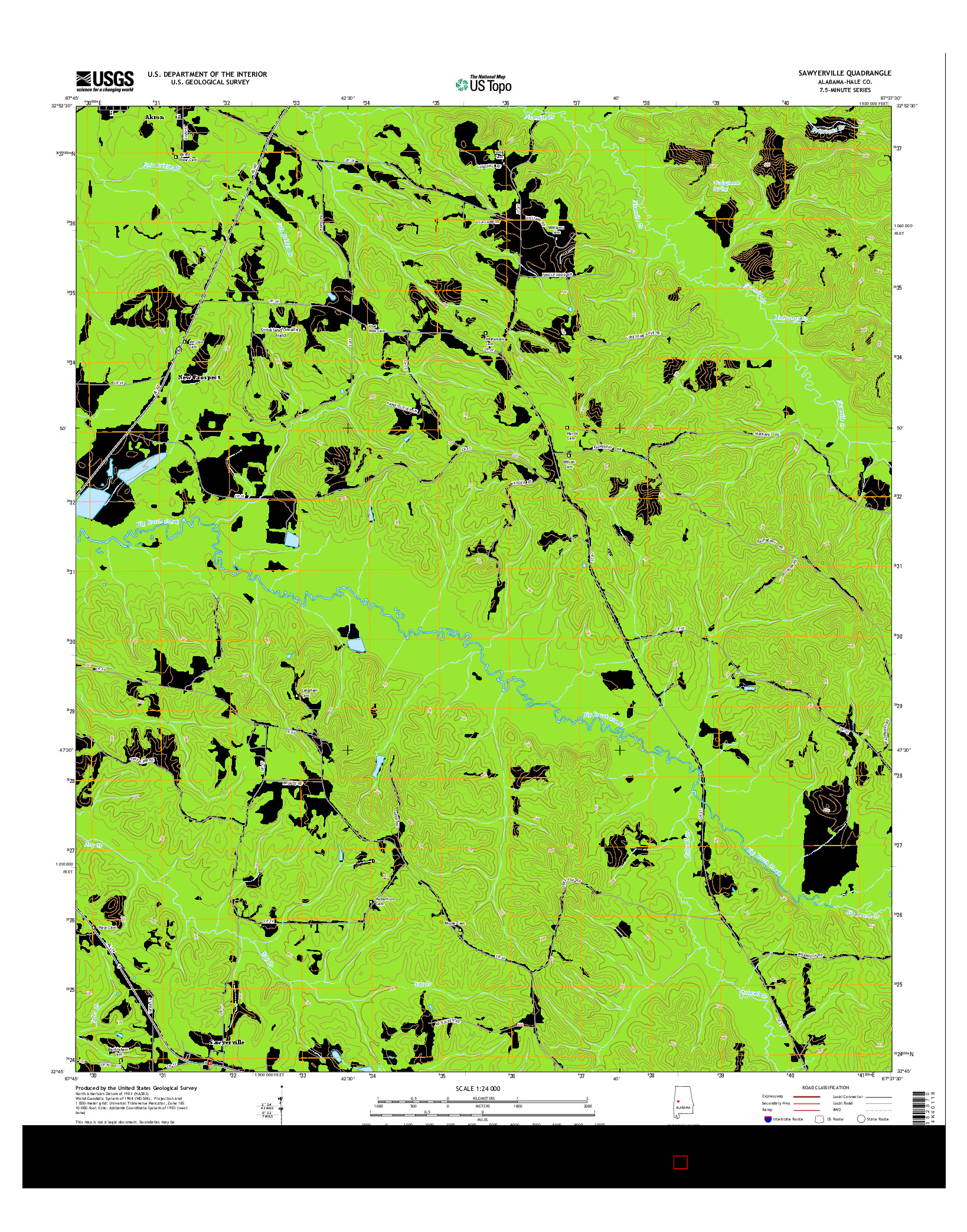USGS US TOPO 7.5-MINUTE MAP FOR SAWYERVILLE, AL 2014