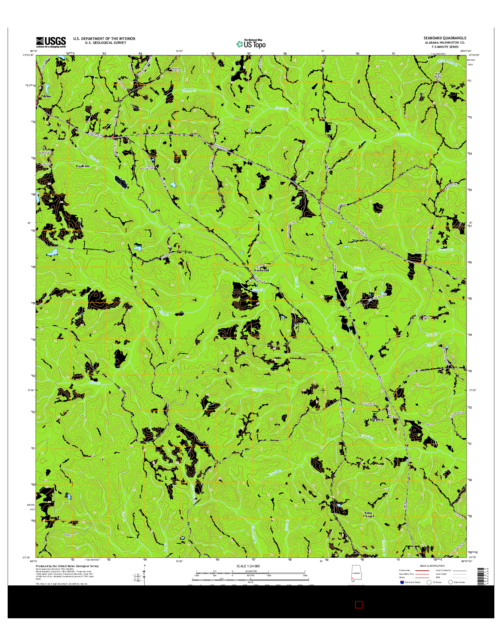 USGS US TOPO 7.5-MINUTE MAP FOR SEABOARD, AL 2014