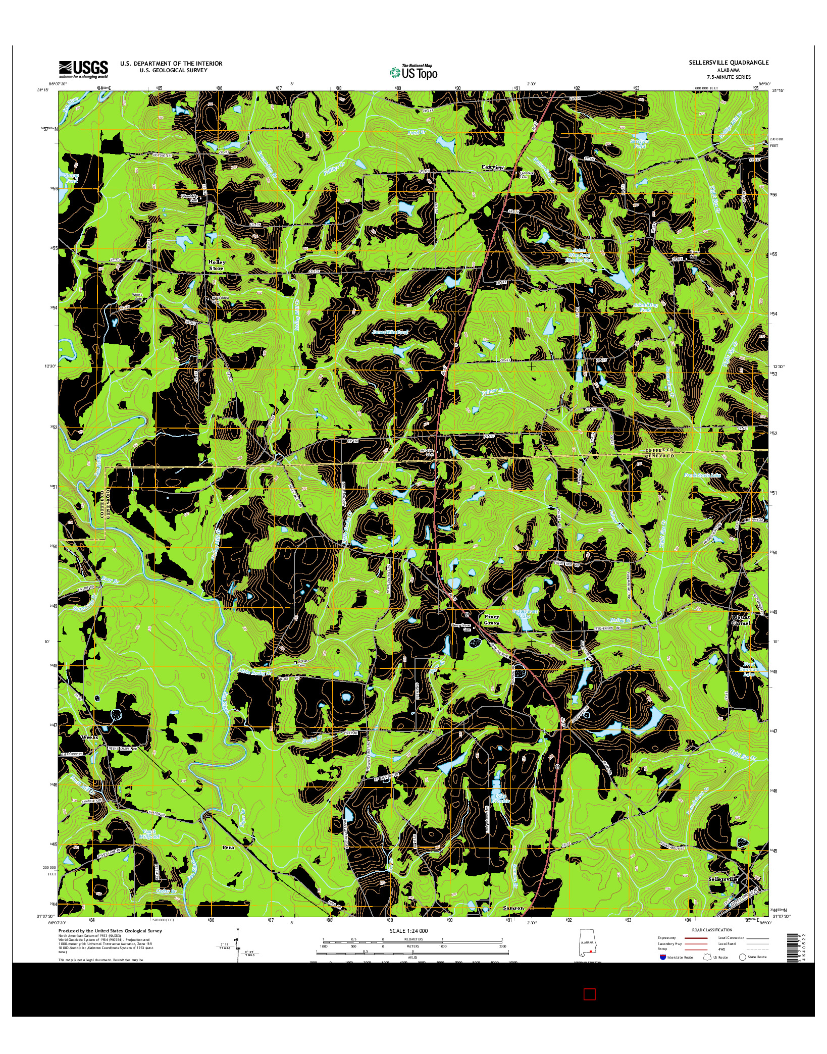 USGS US TOPO 7.5-MINUTE MAP FOR SELLERSVILLE, AL 2014