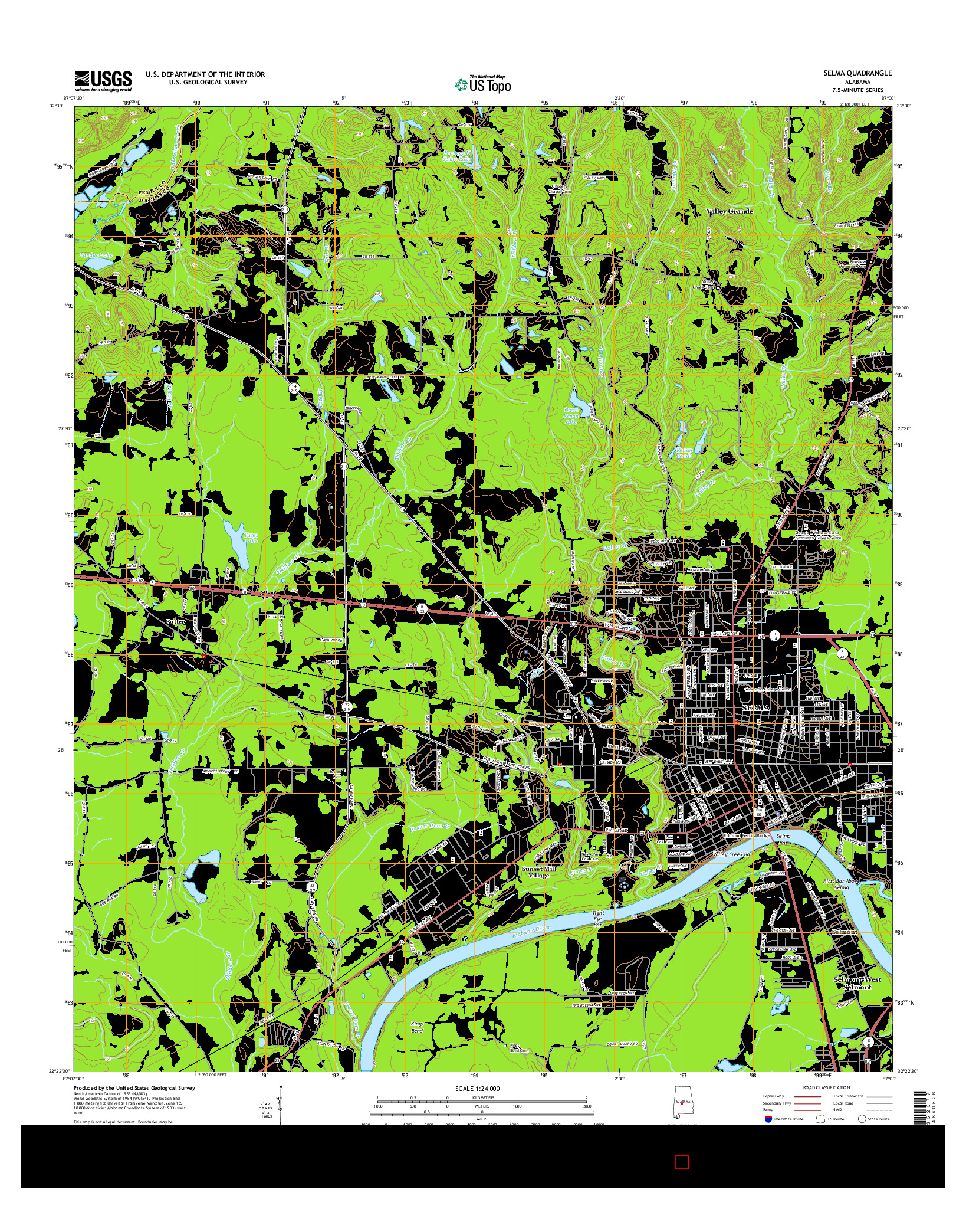 USGS US TOPO 7.5-MINUTE MAP FOR SELMA, AL 2014