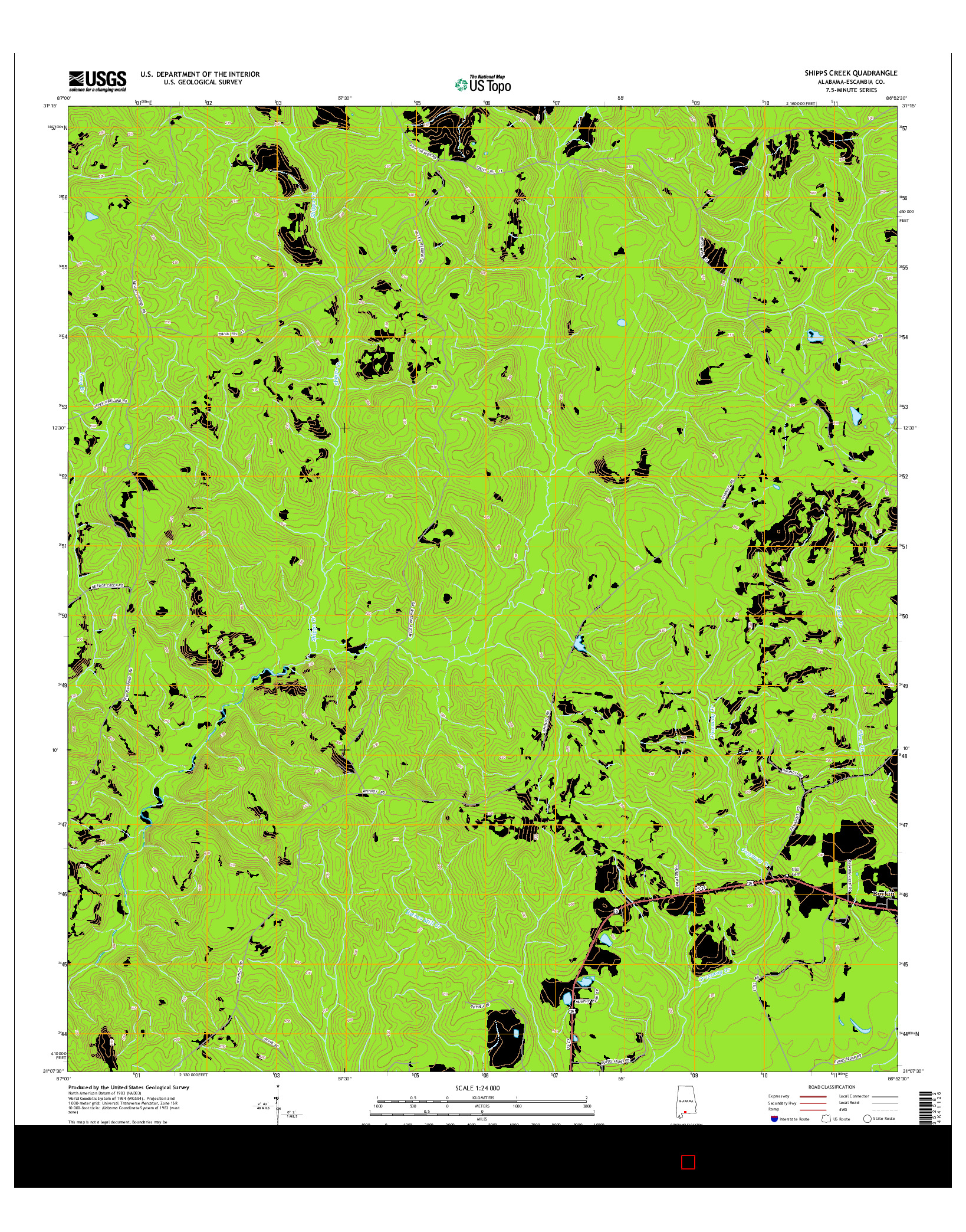 USGS US TOPO 7.5-MINUTE MAP FOR SHIPPS CREEK, AL 2014