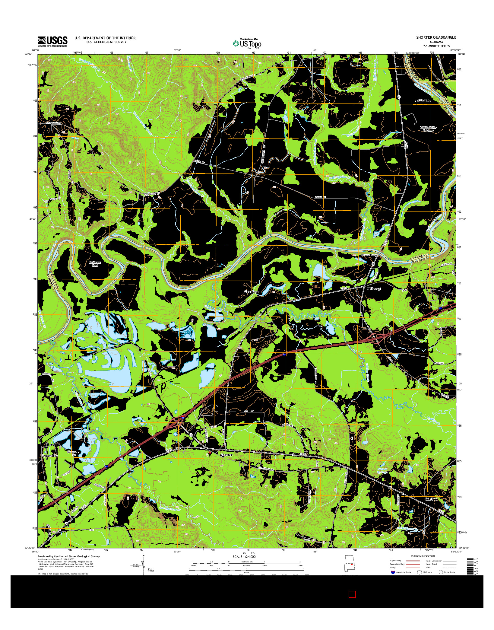 USGS US TOPO 7.5-MINUTE MAP FOR SHORTER, AL 2014