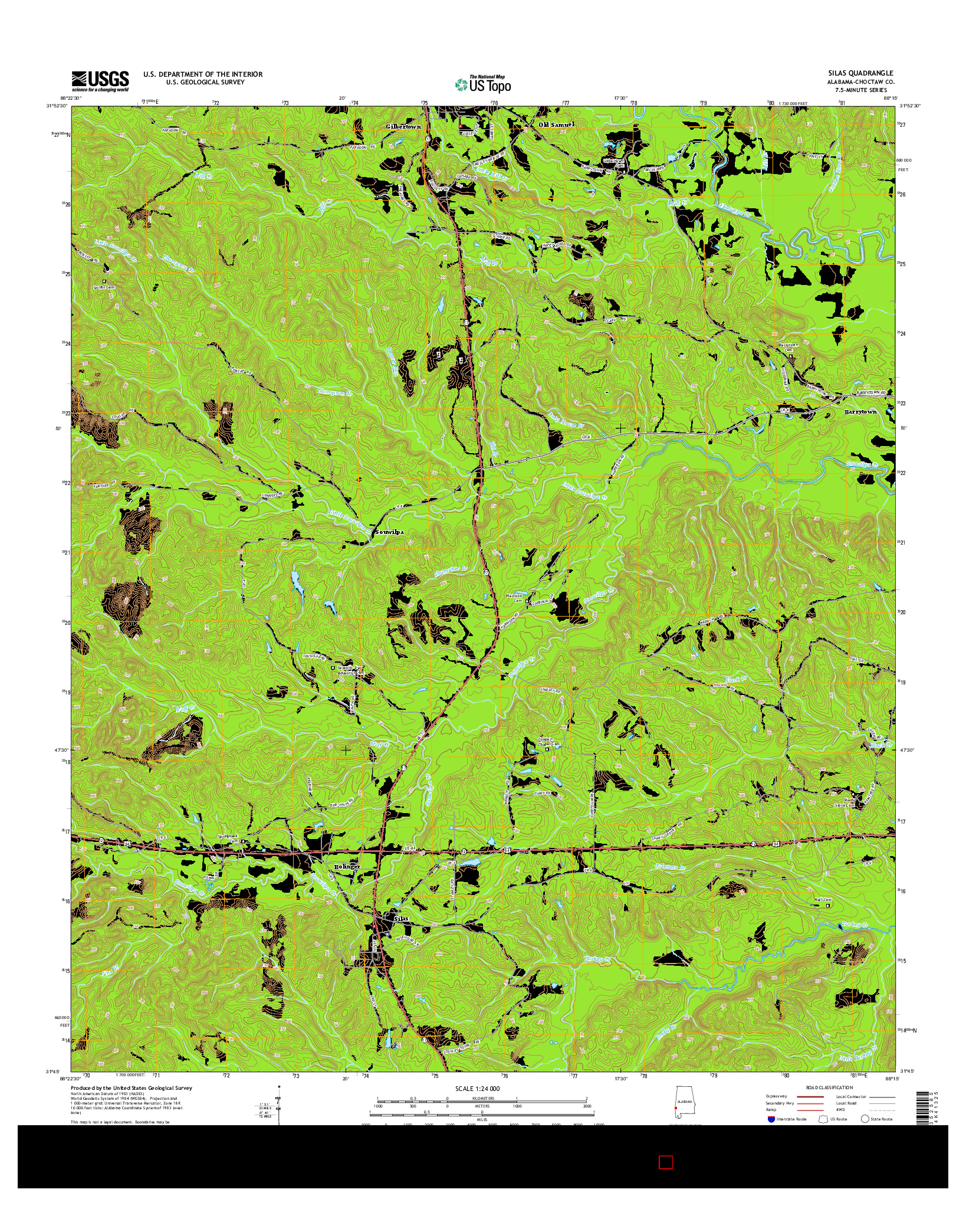 USGS US TOPO 7.5-MINUTE MAP FOR SILAS, AL 2014