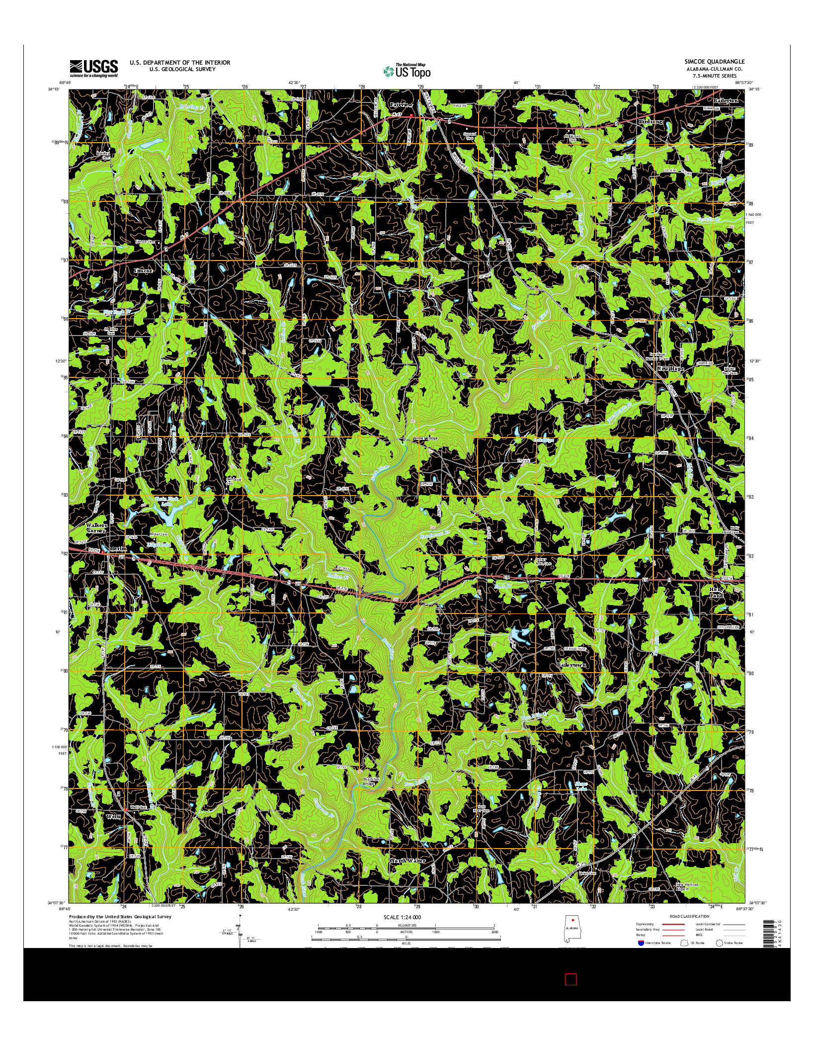 USGS US TOPO 7.5-MINUTE MAP FOR SIMCOE, AL 2014