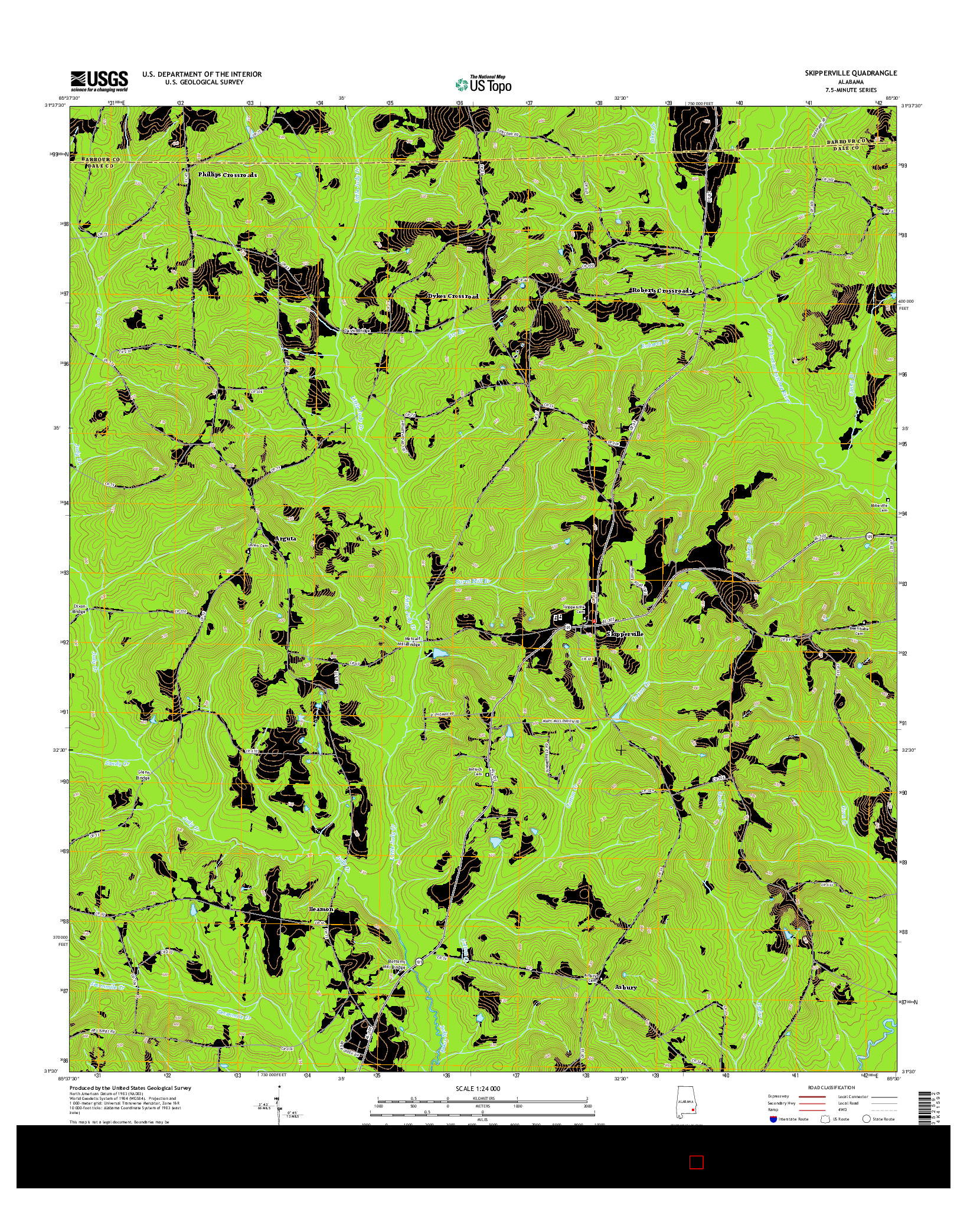 USGS US TOPO 7.5-MINUTE MAP FOR SKIPPERVILLE, AL 2014