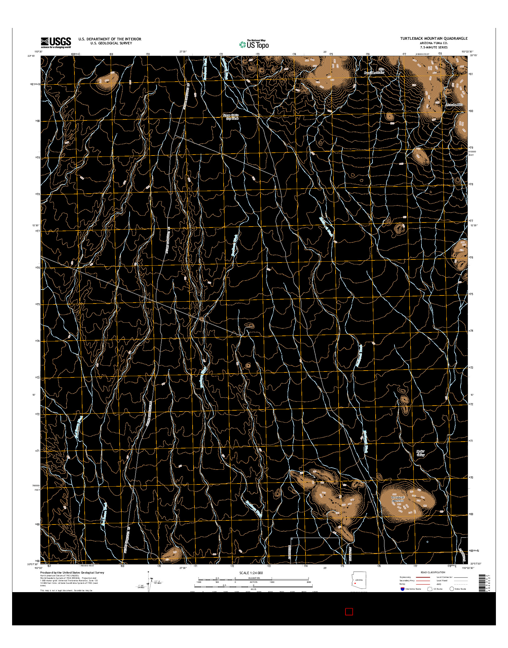 USGS US TOPO 7.5-MINUTE MAP FOR TURTLEBACK MOUNTAIN, AZ 2014