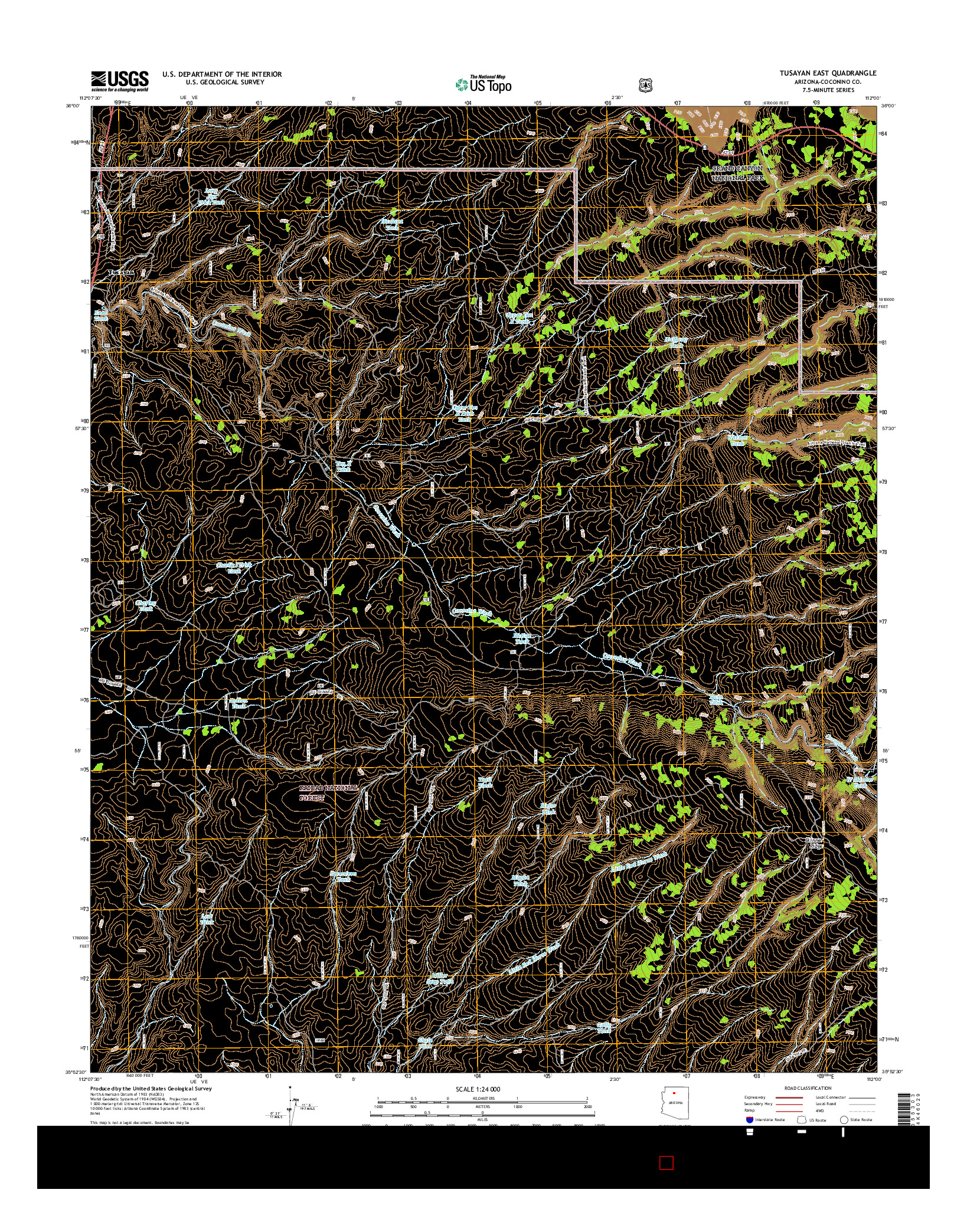 USGS US TOPO 7.5-MINUTE MAP FOR TUSAYAN EAST, AZ 2014