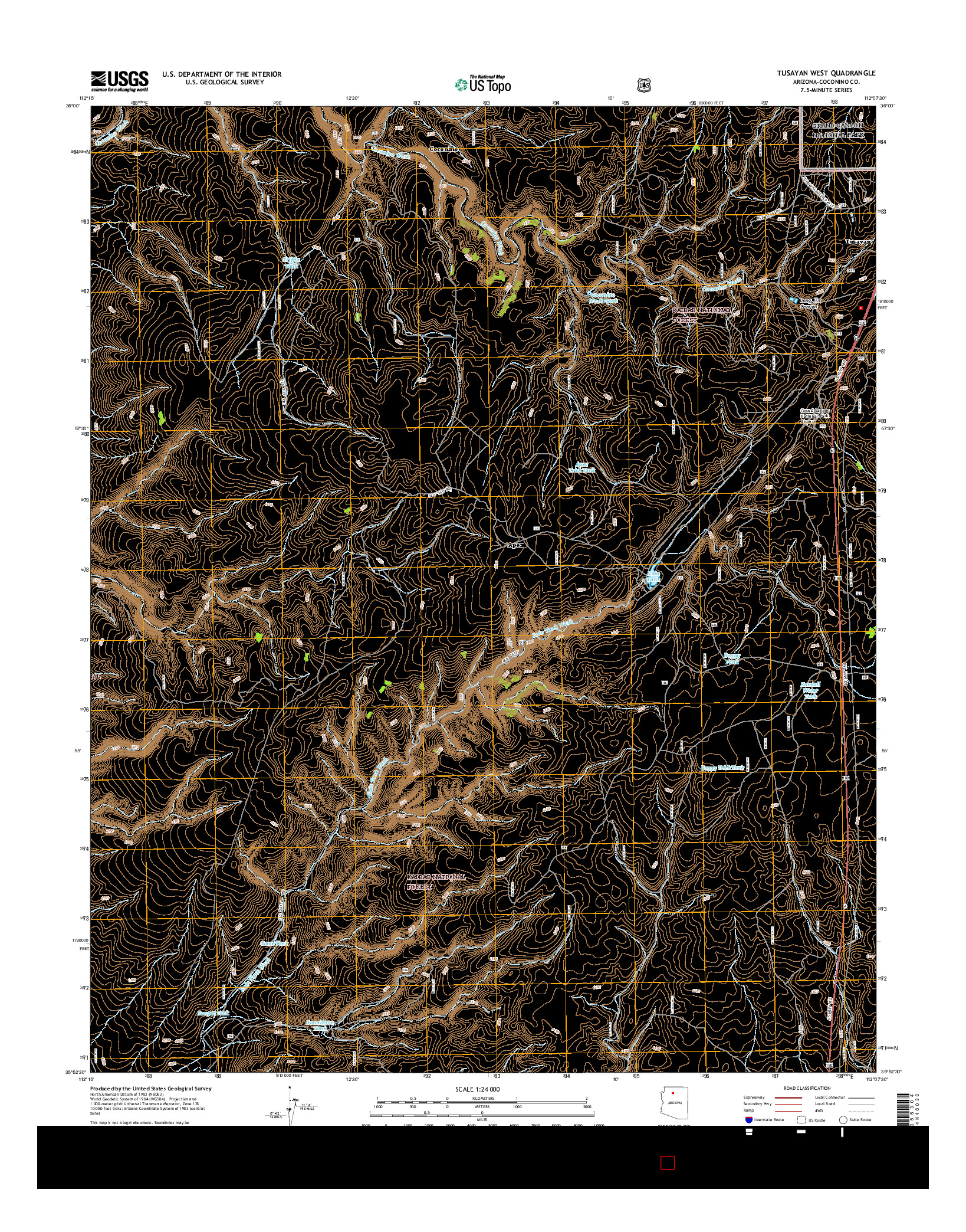 USGS US TOPO 7.5-MINUTE MAP FOR TUSAYAN WEST, AZ 2014