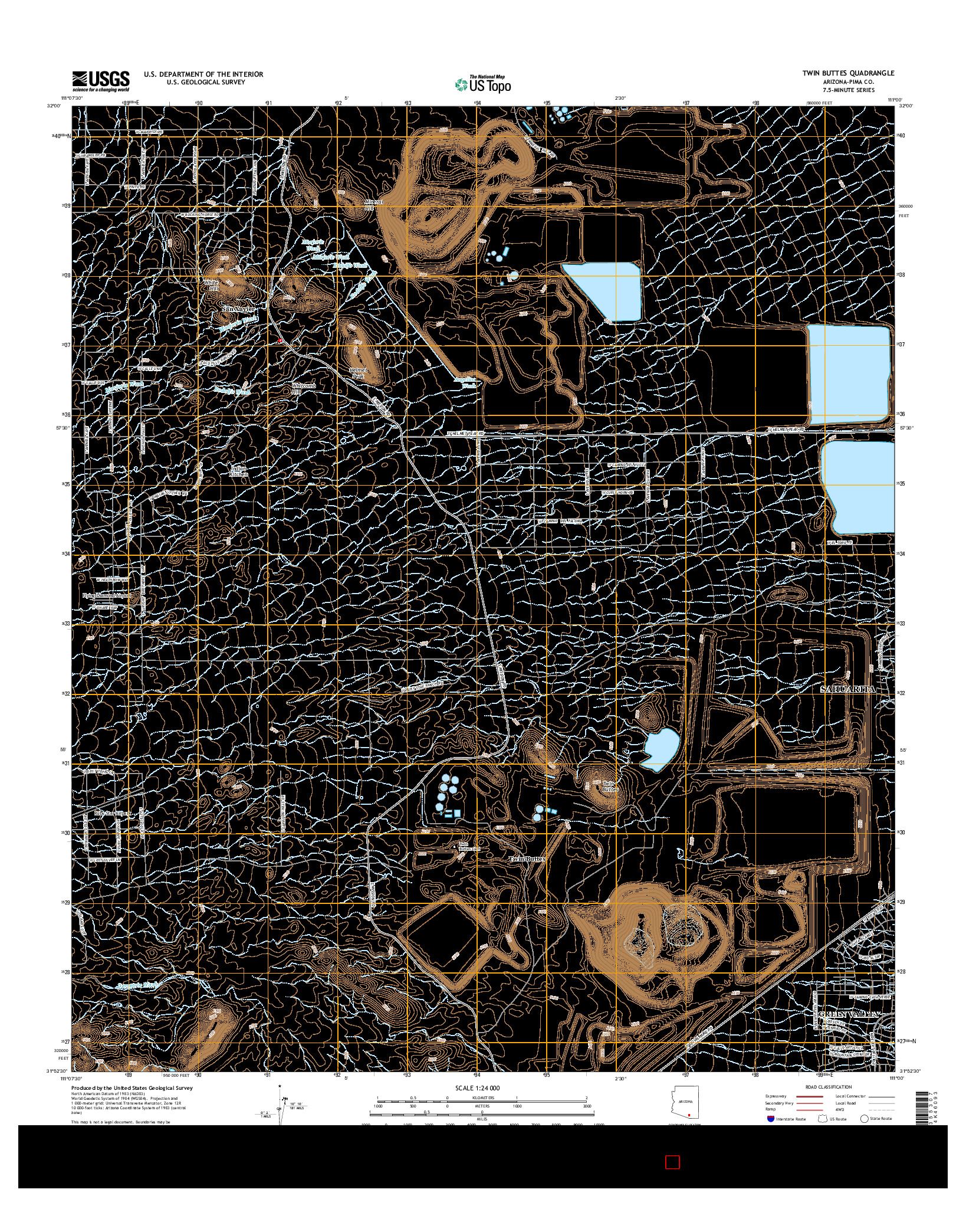 USGS US TOPO 7.5-MINUTE MAP FOR TWIN BUTTES, AZ 2014