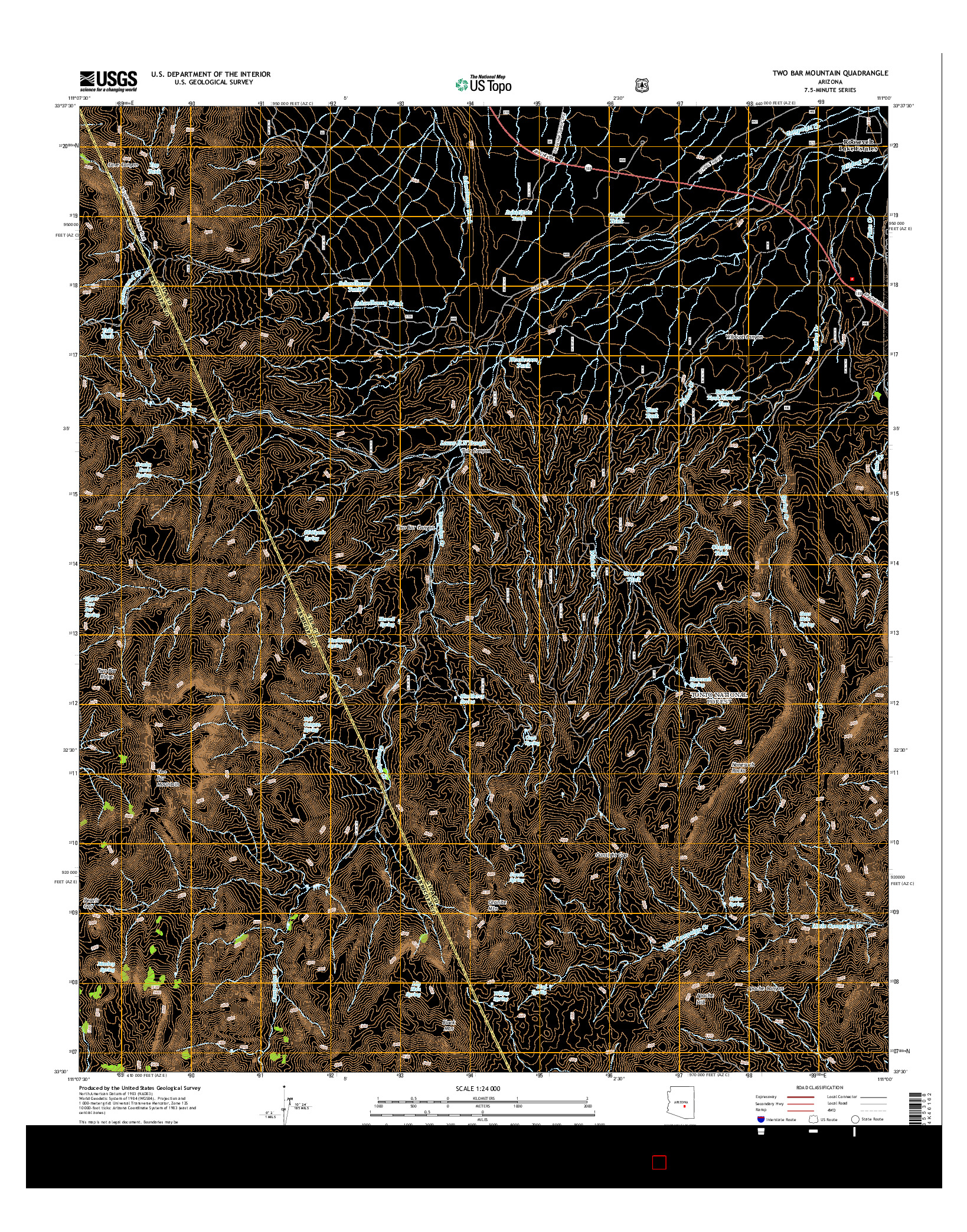 USGS US TOPO 7.5-MINUTE MAP FOR TWO BAR MOUNTAIN, AZ 2014