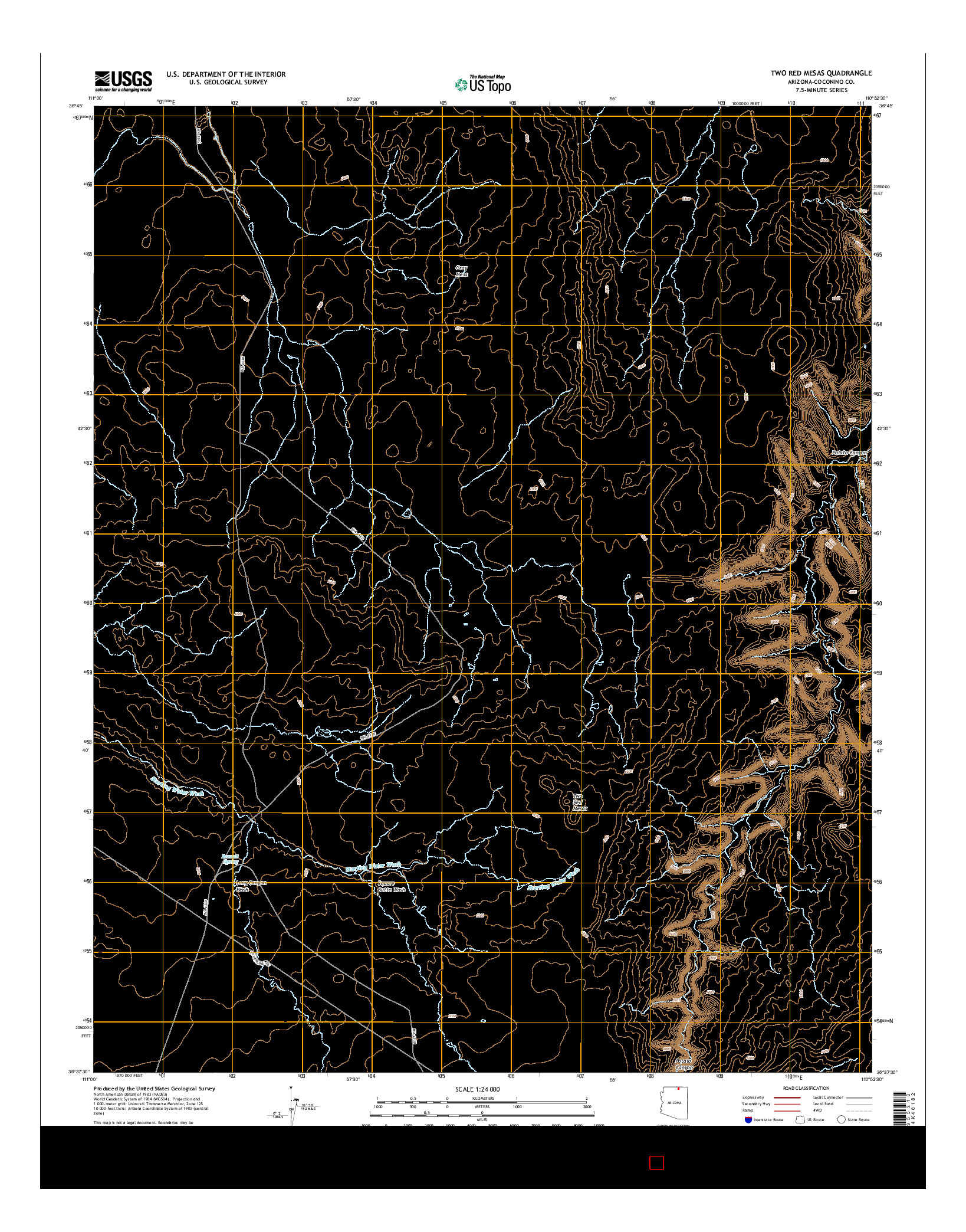 USGS US TOPO 7.5-MINUTE MAP FOR TWO RED MESAS, AZ 2014