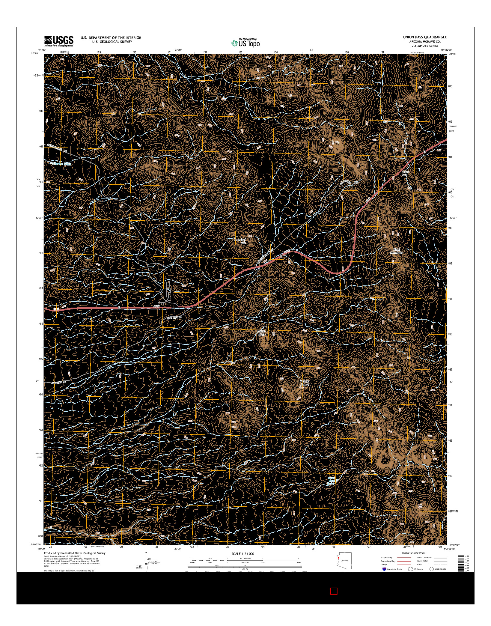 USGS US TOPO 7.5-MINUTE MAP FOR UNION PASS, AZ 2014