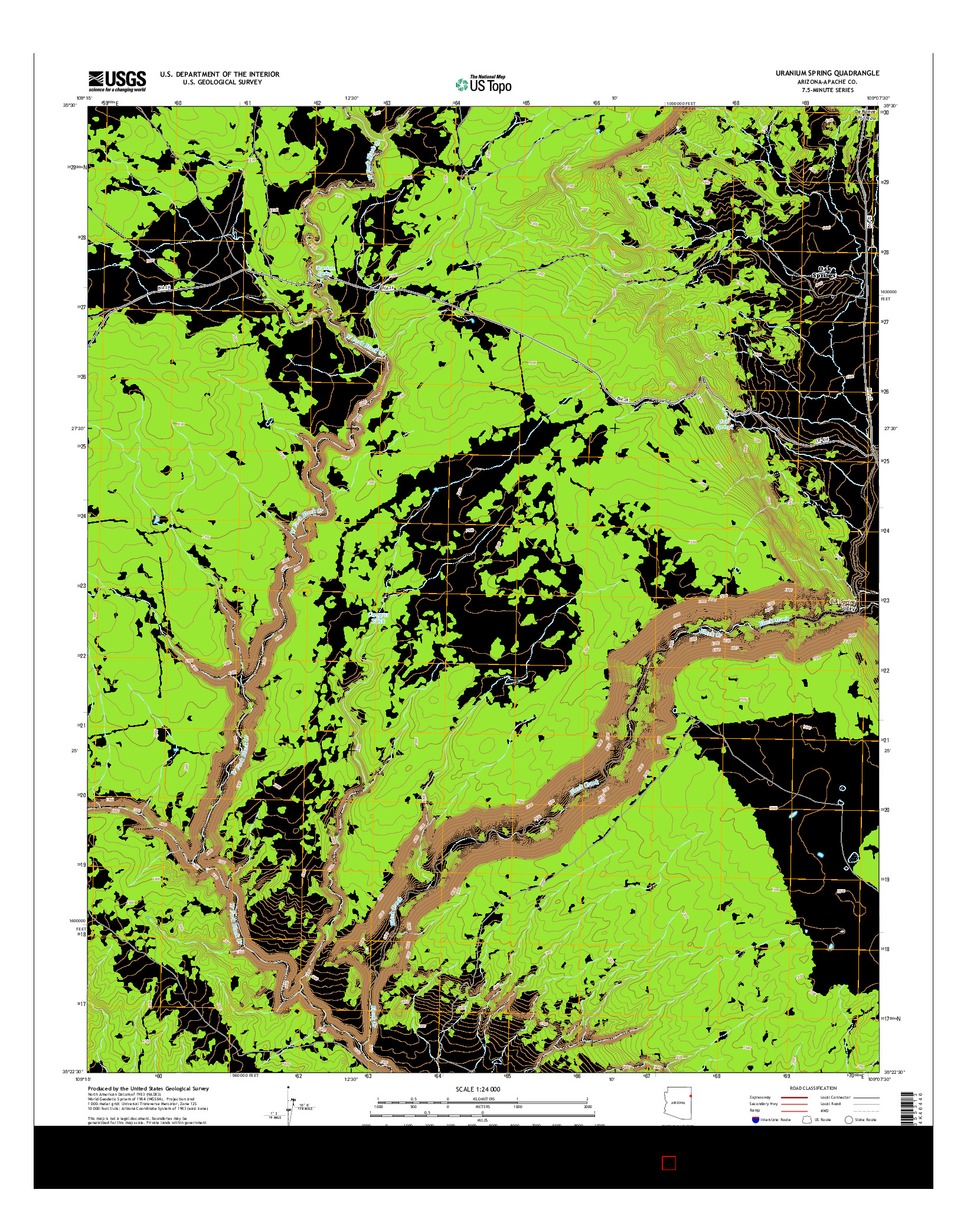 USGS US TOPO 7.5-MINUTE MAP FOR URANIUM SPRING, AZ 2014