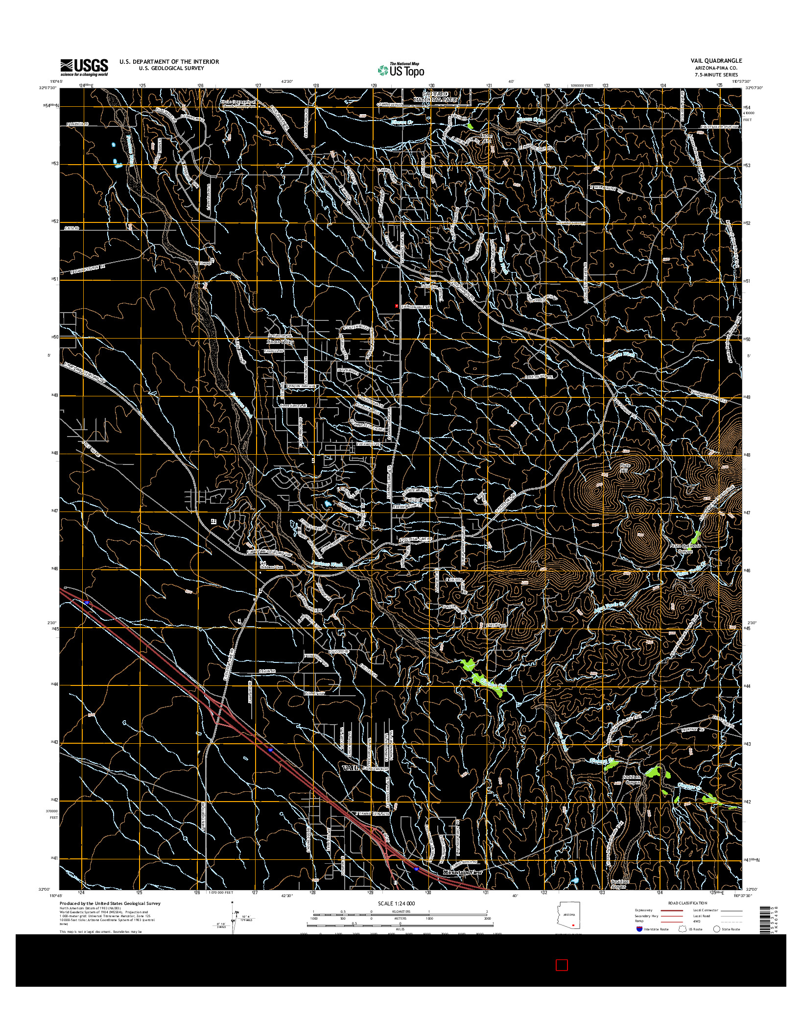 USGS US TOPO 7.5-MINUTE MAP FOR VAIL, AZ 2014