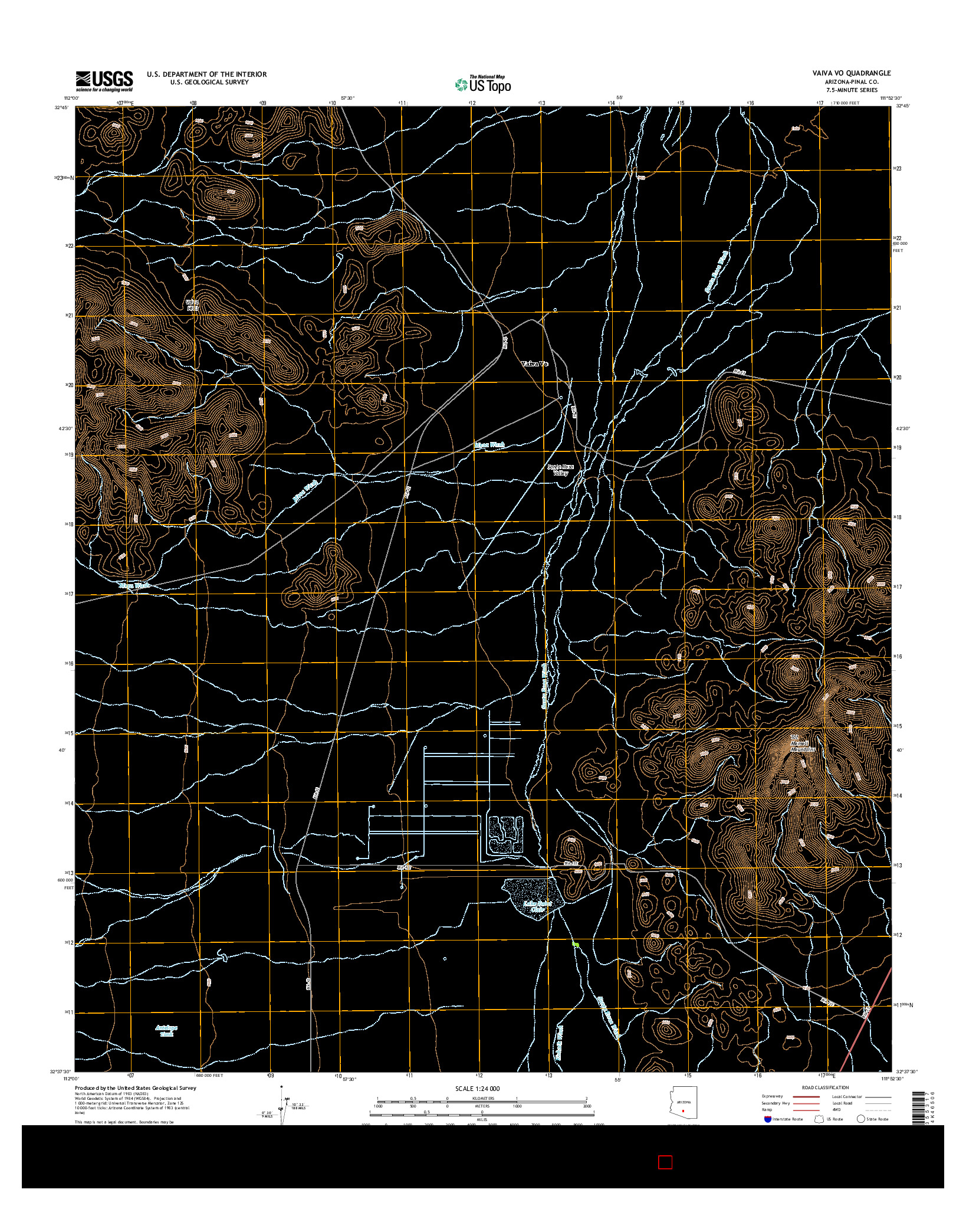 USGS US TOPO 7.5-MINUTE MAP FOR VAIVA VO, AZ 2014