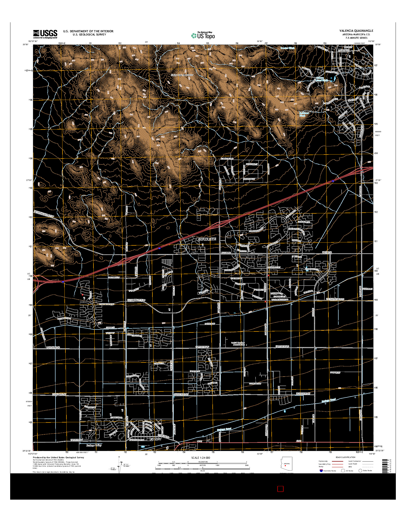 USGS US TOPO 7.5-MINUTE MAP FOR VALENCIA, AZ 2014