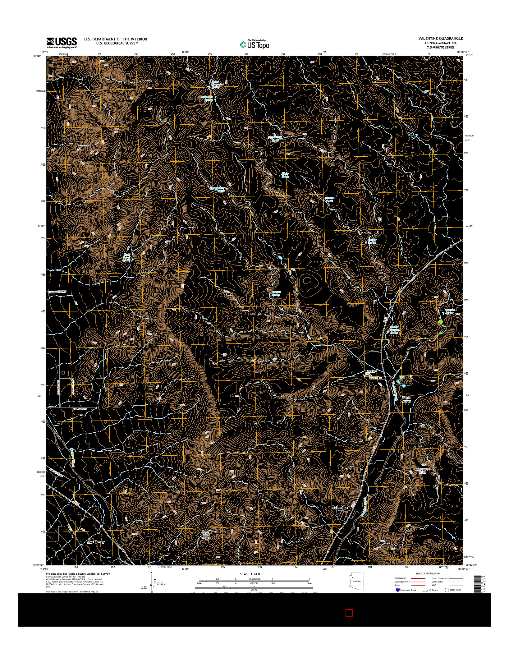 USGS US TOPO 7.5-MINUTE MAP FOR VALENTINE, AZ 2014