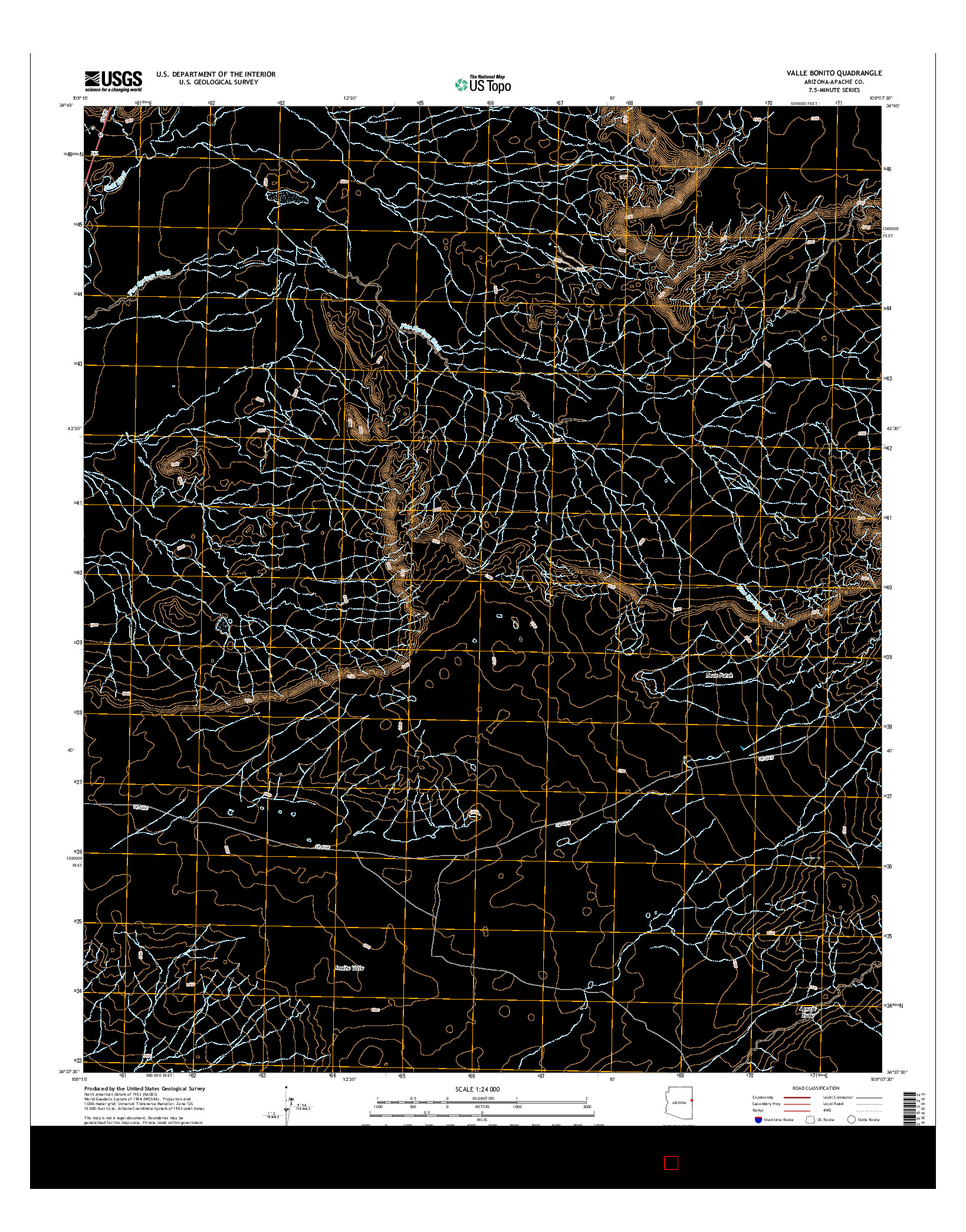 USGS US TOPO 7.5-MINUTE MAP FOR VALLE BONITO, AZ 2014