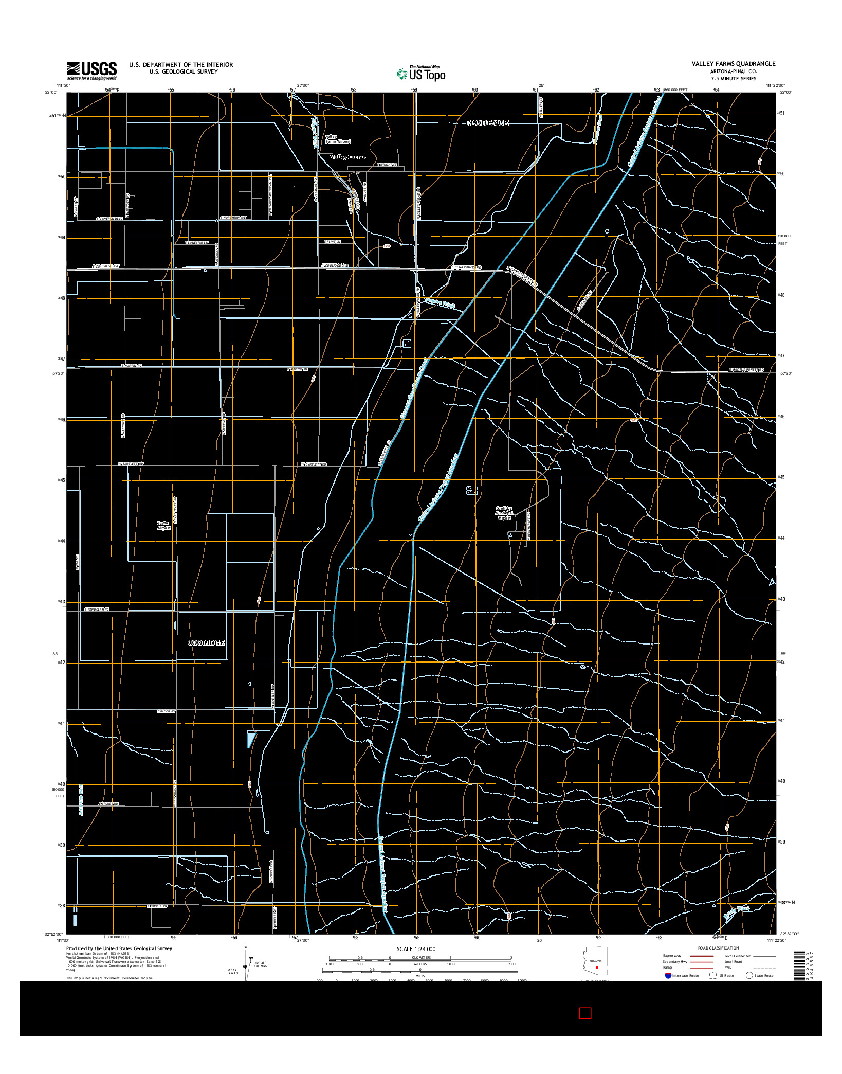 USGS US TOPO 7.5-MINUTE MAP FOR VALLEY FARMS, AZ 2014