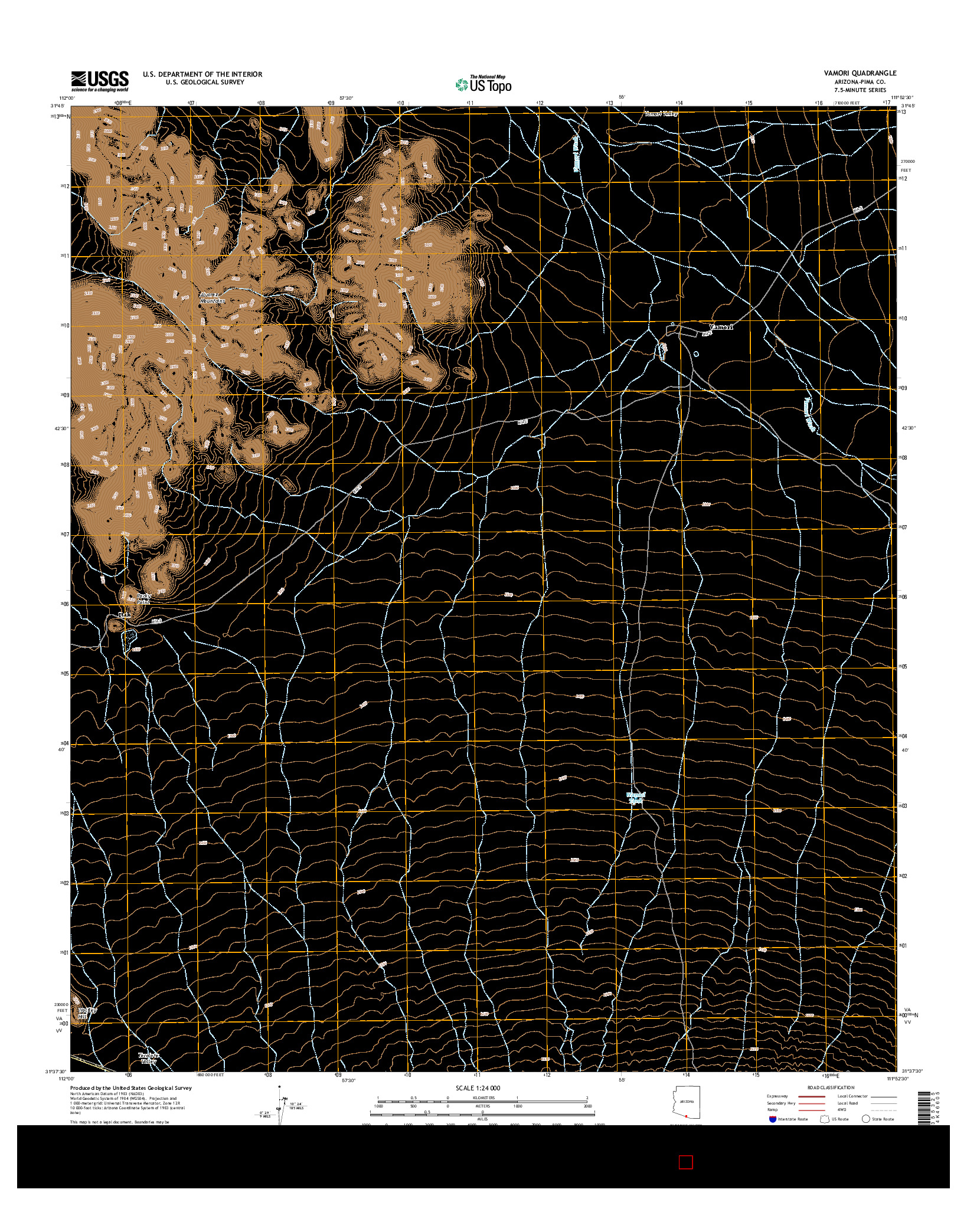 USGS US TOPO 7.5-MINUTE MAP FOR VAMORI, AZ 2014