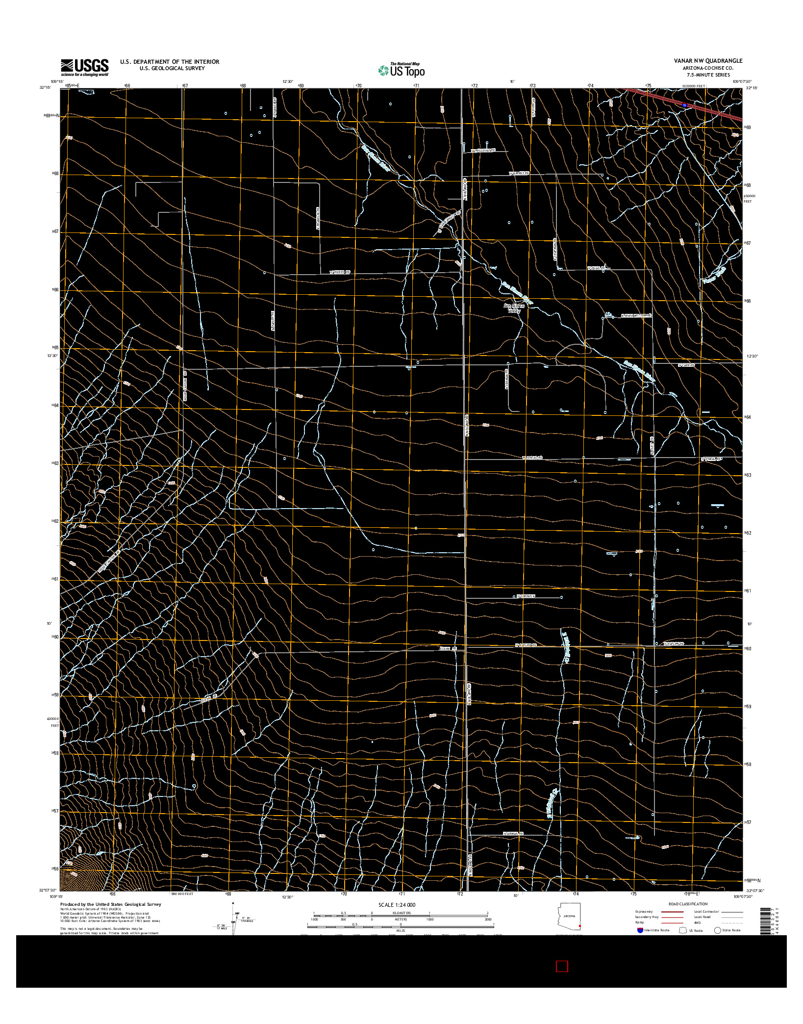 USGS US TOPO 7.5-MINUTE MAP FOR VANAR NW, AZ 2014