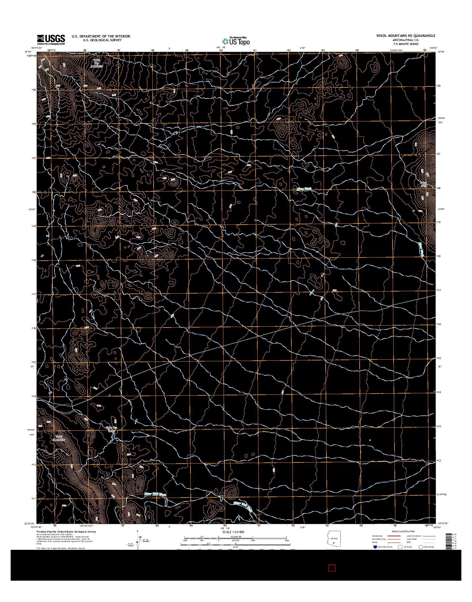 USGS US TOPO 7.5-MINUTE MAP FOR VEKOL MOUNTAINS NE, AZ 2014