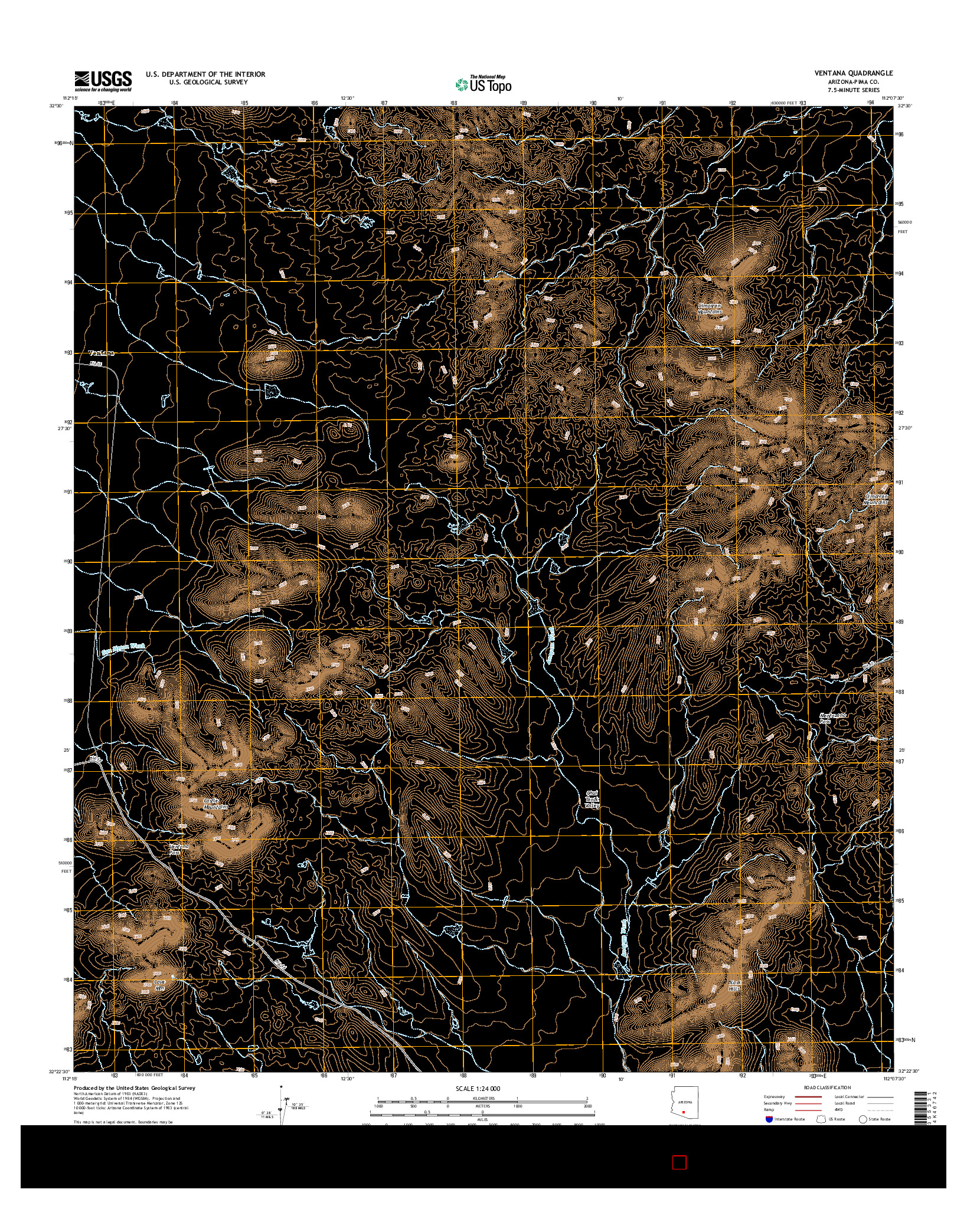 USGS US TOPO 7.5-MINUTE MAP FOR VENTANA, AZ 2014