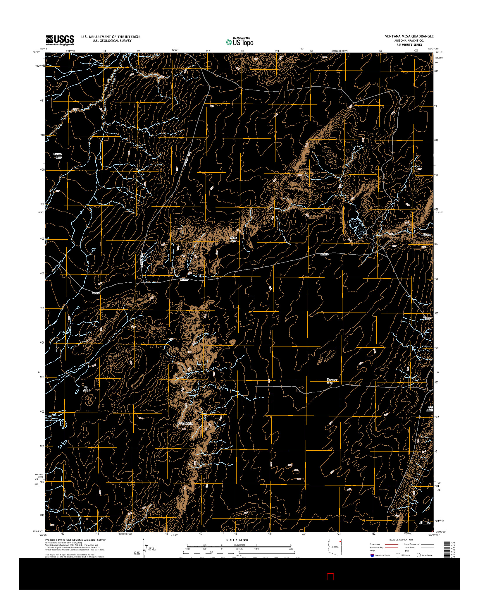 USGS US TOPO 7.5-MINUTE MAP FOR VENTANA MESA, AZ 2014