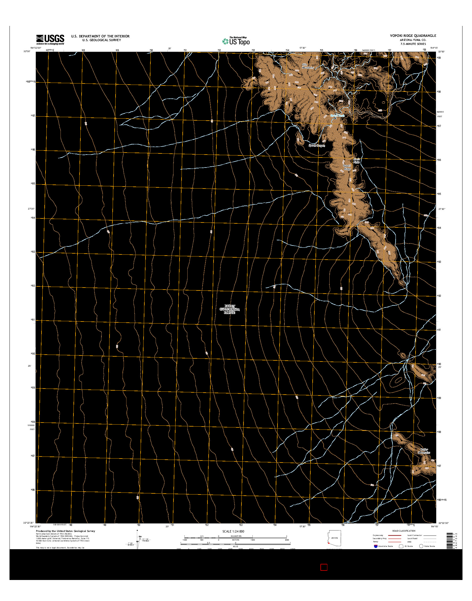 USGS US TOPO 7.5-MINUTE MAP FOR VOPOKI RIDGE, AZ 2014