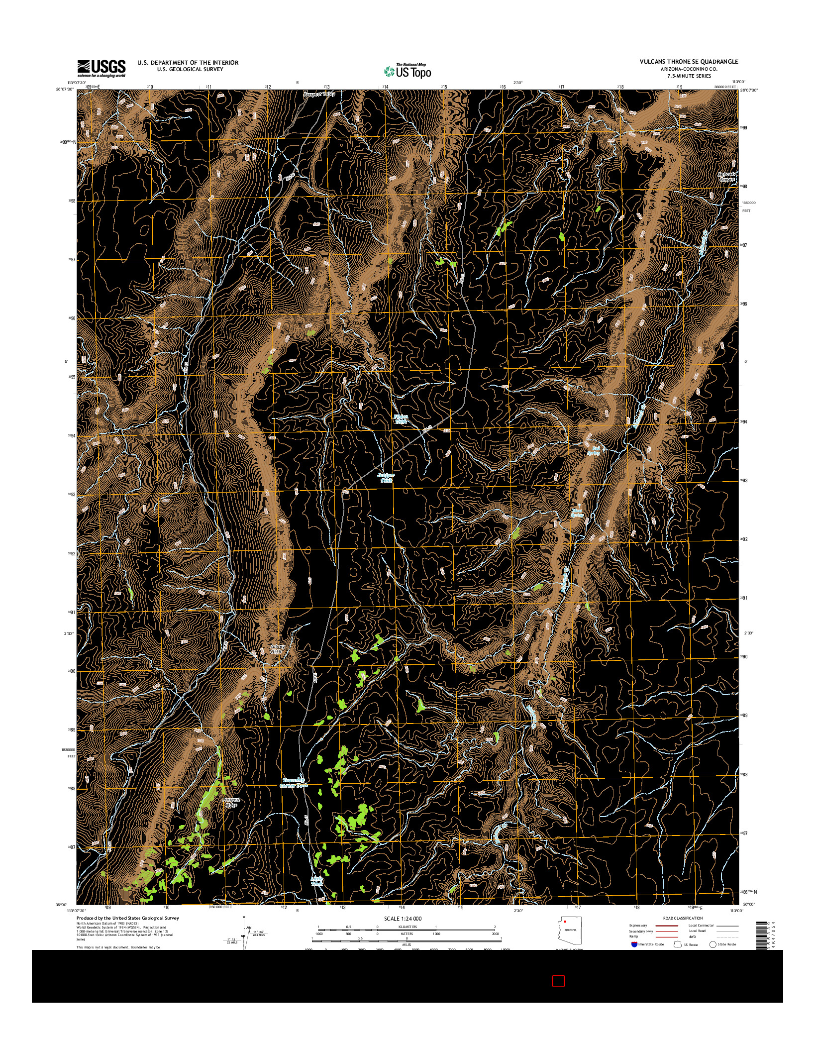 USGS US TOPO 7.5-MINUTE MAP FOR VULCANS THRONE SE, AZ 2014