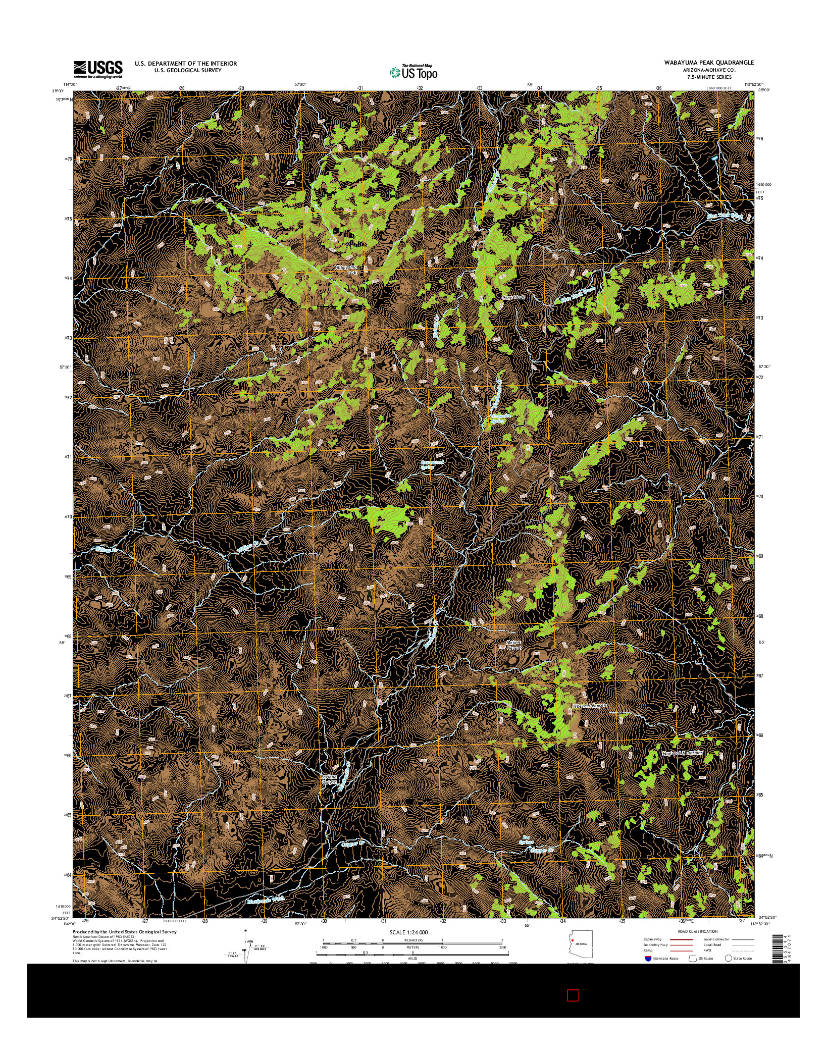 USGS US TOPO 7.5-MINUTE MAP FOR WABAYUMA PEAK, AZ 2014